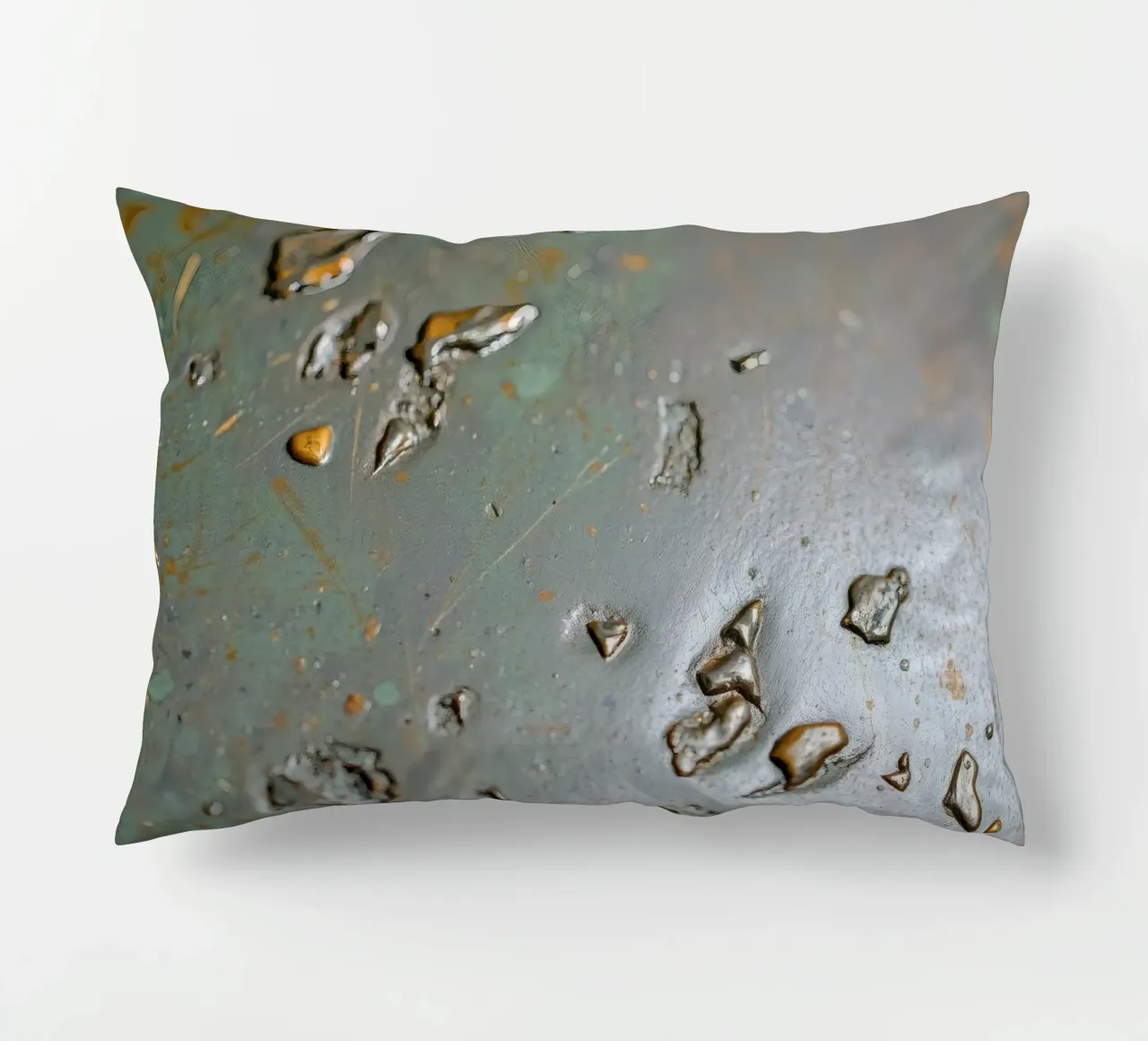 textured metal surface showcasing rust and corrosion pattern decorative cushion by DesignDoodle