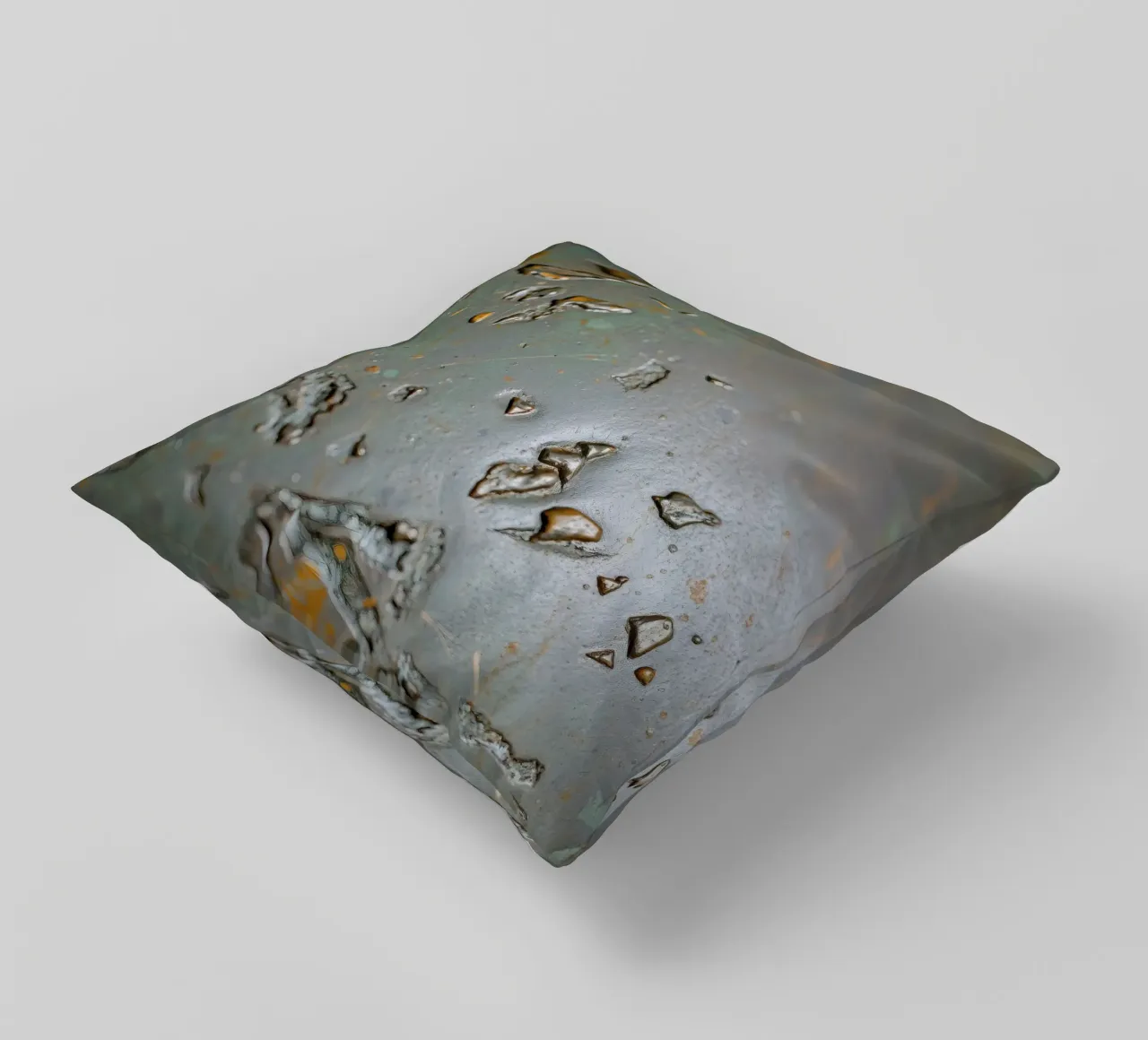 textured metal surface showcasing rust and corrosion pattern decorative cushion by DesignDoodle