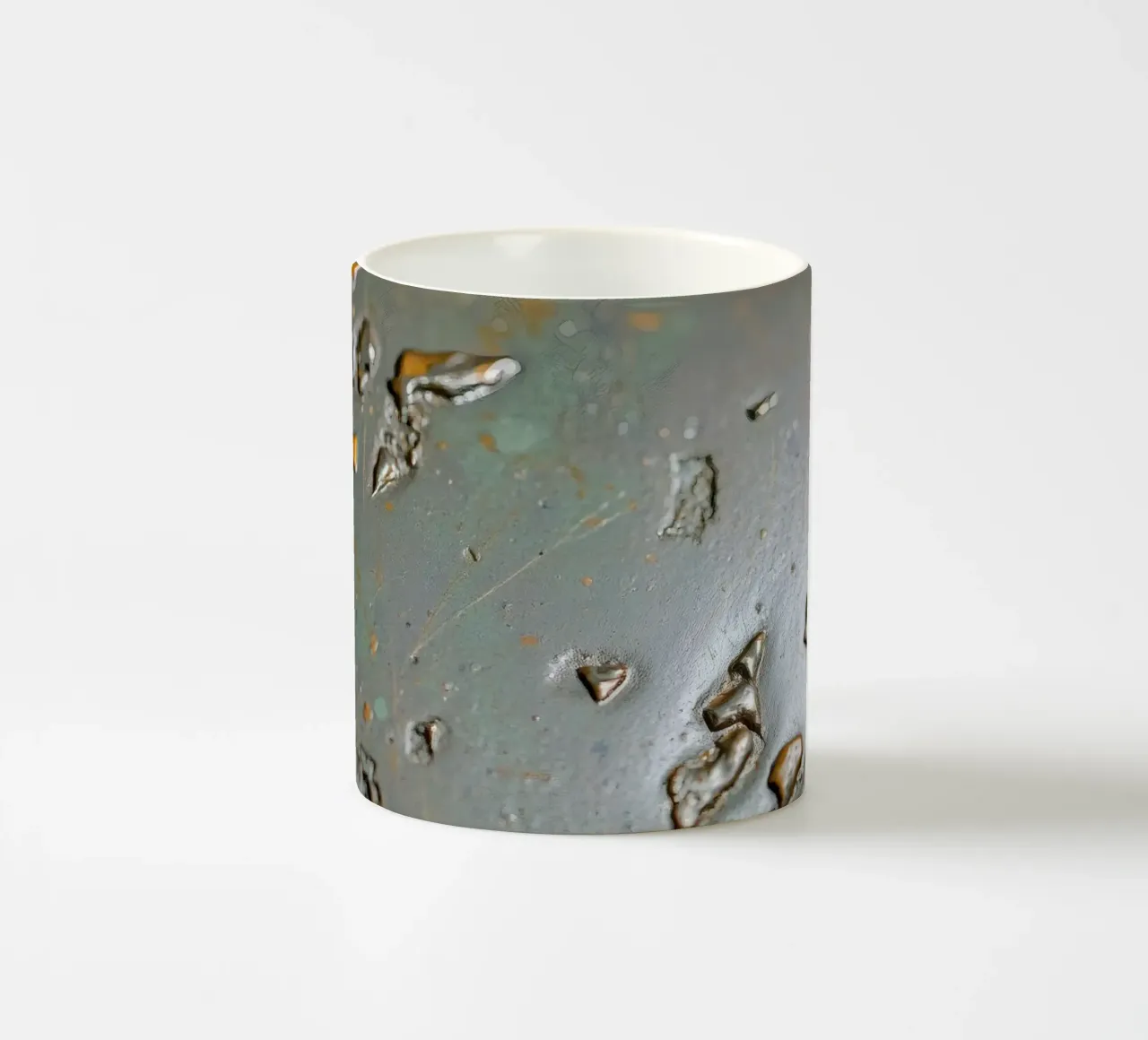 textured metal surface showcasing rust and corrosion pattern ceramic mug by DesignDoodle