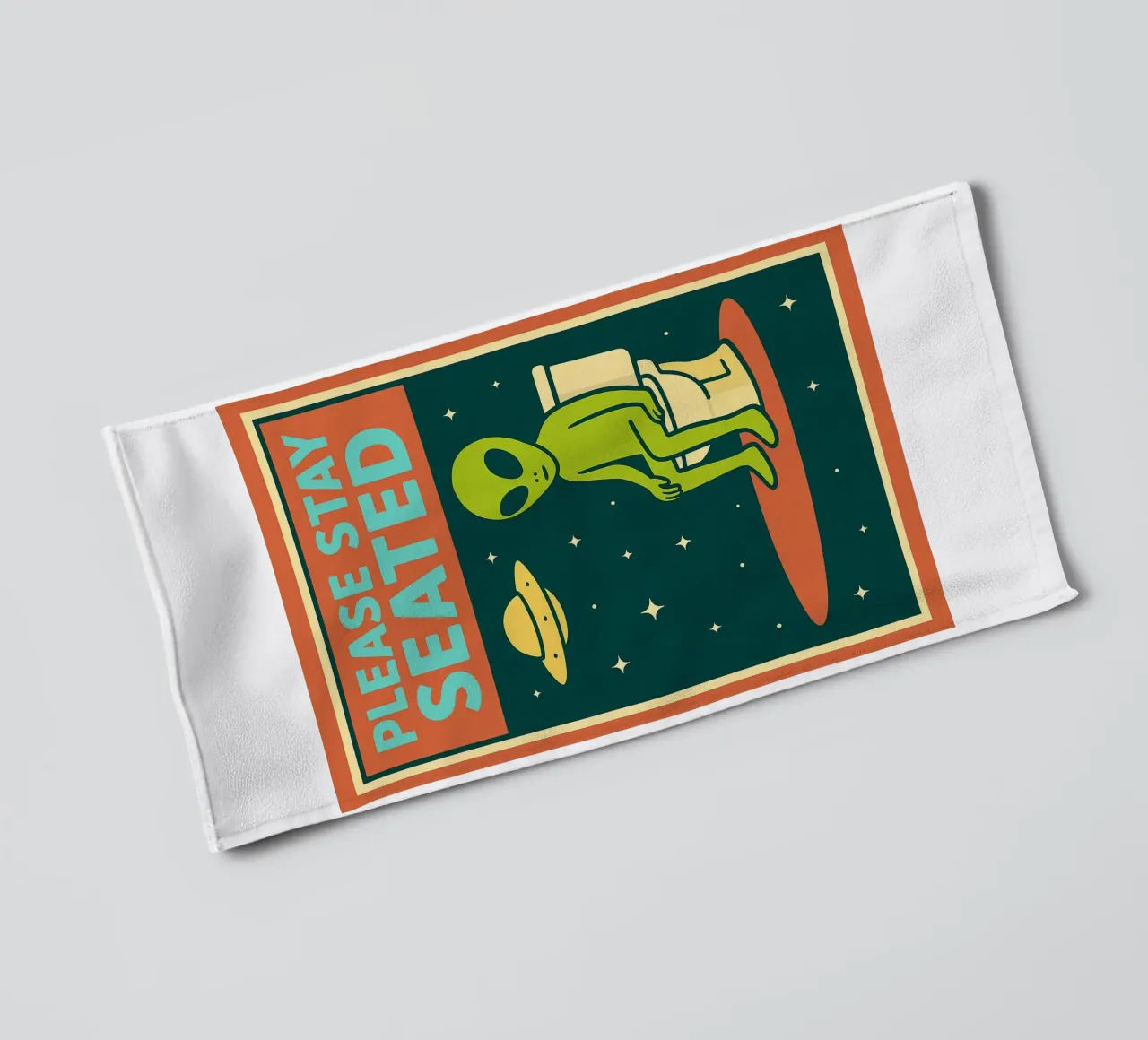 Please Stay Alien Funny Toilet Humor towel by the gan gan
