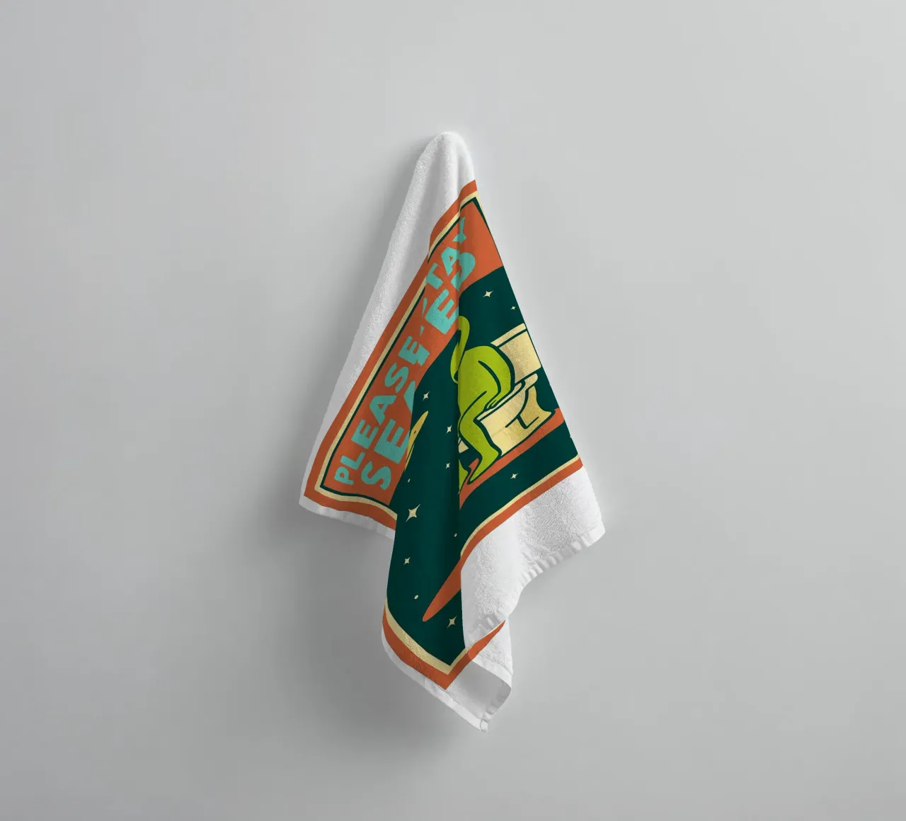 Please Stay Alien Funny Toilet Humor towel by the gan gan