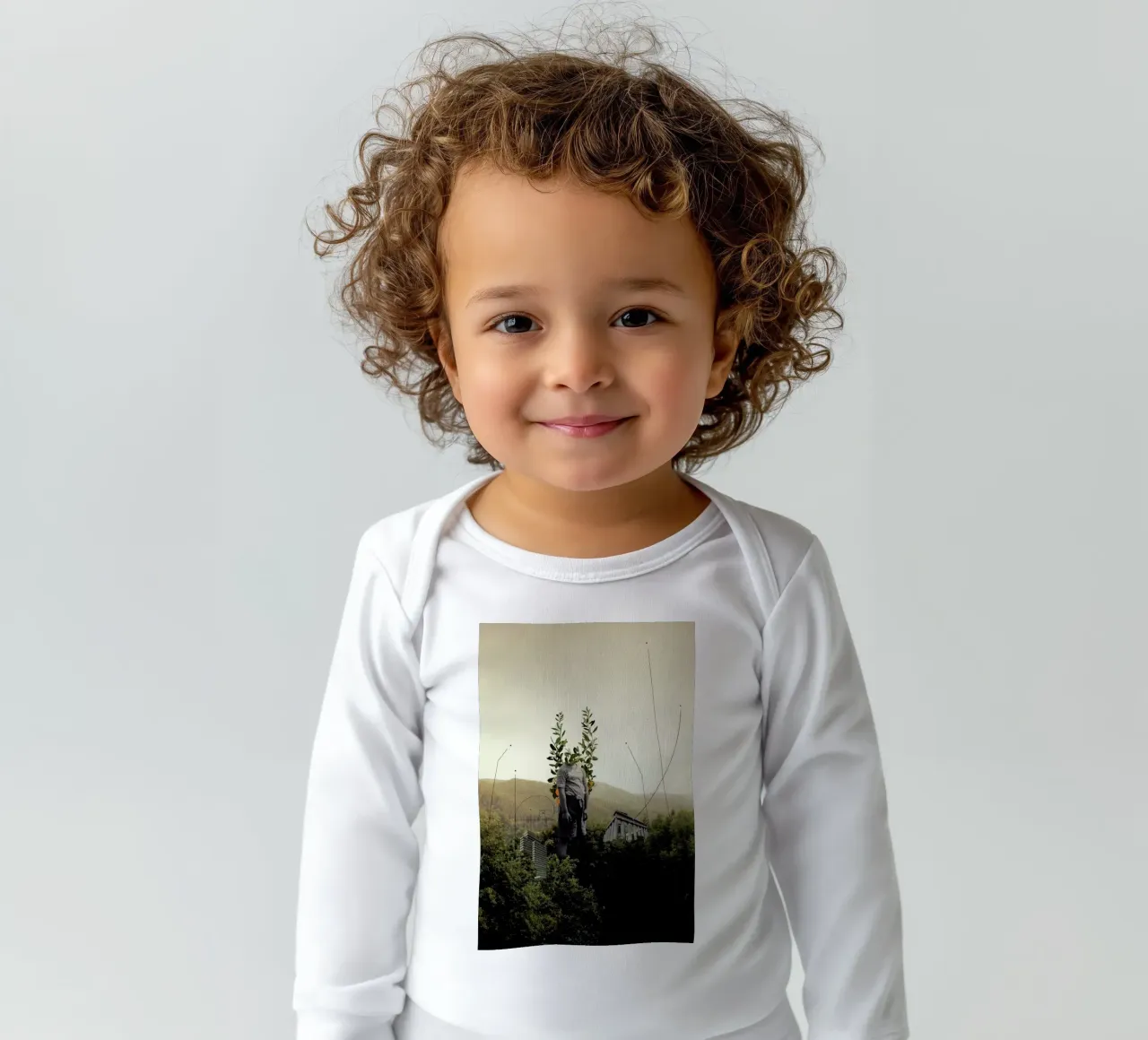 Forest Angel long-sleeve baby romper by Frank Moth
