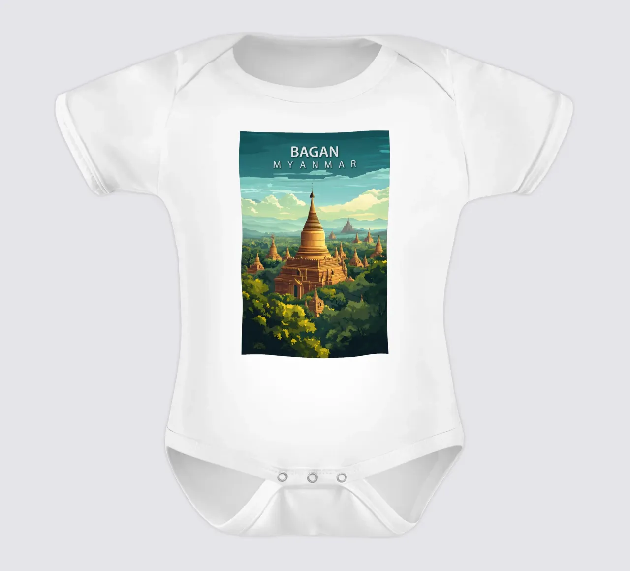 Bagan, Myanmar body neonato maniche corte da Wanderlust Vibes