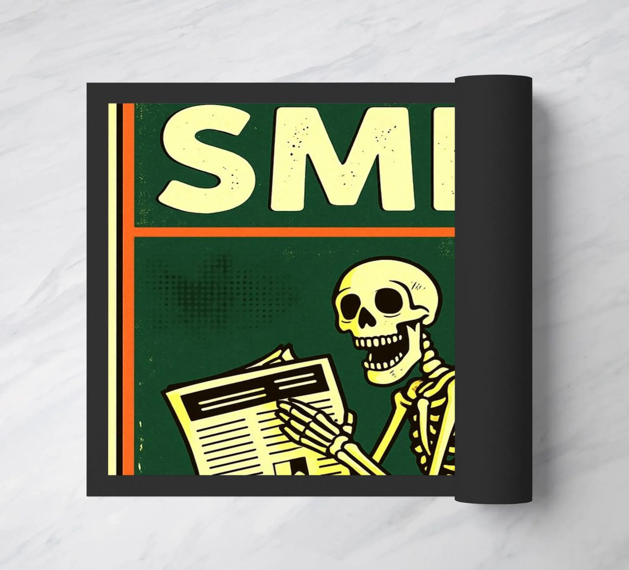 Skeleton Smile Funny Toilet Humor doormat by the gan gan