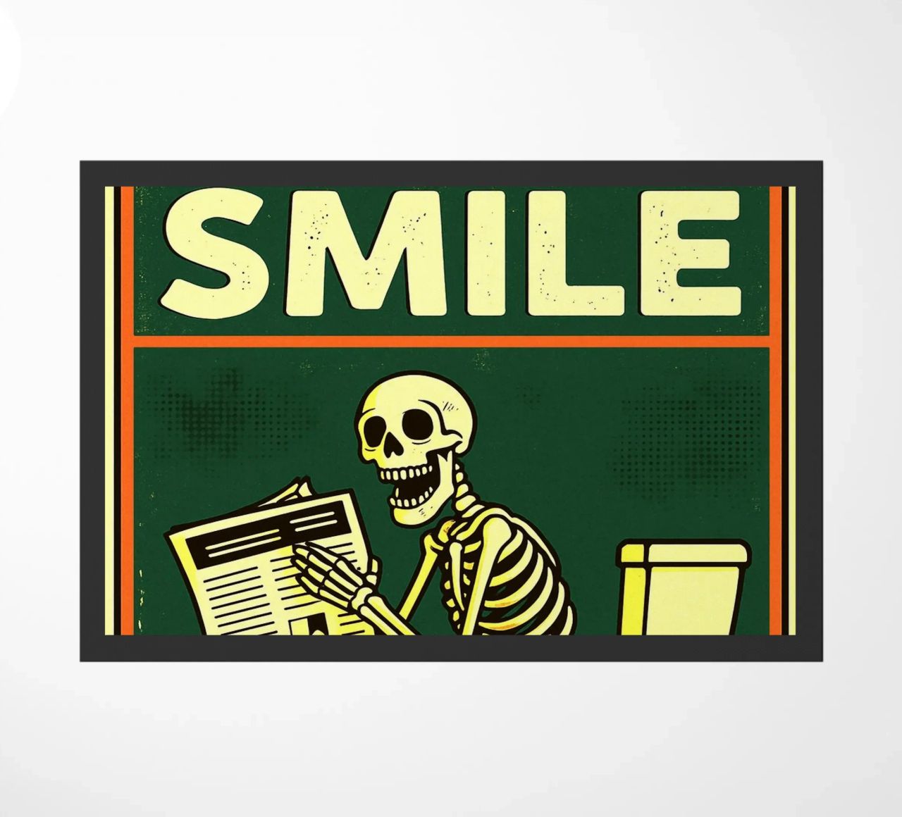 Skeleton Smile Funny Toilet Humor doormat by the gan gan