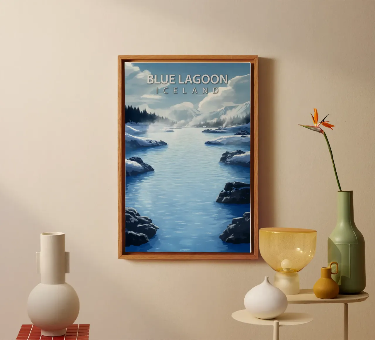 Blaue Lagune, Island Leinwand mit Schattenfugenrahmen von Wanderlust Vibes