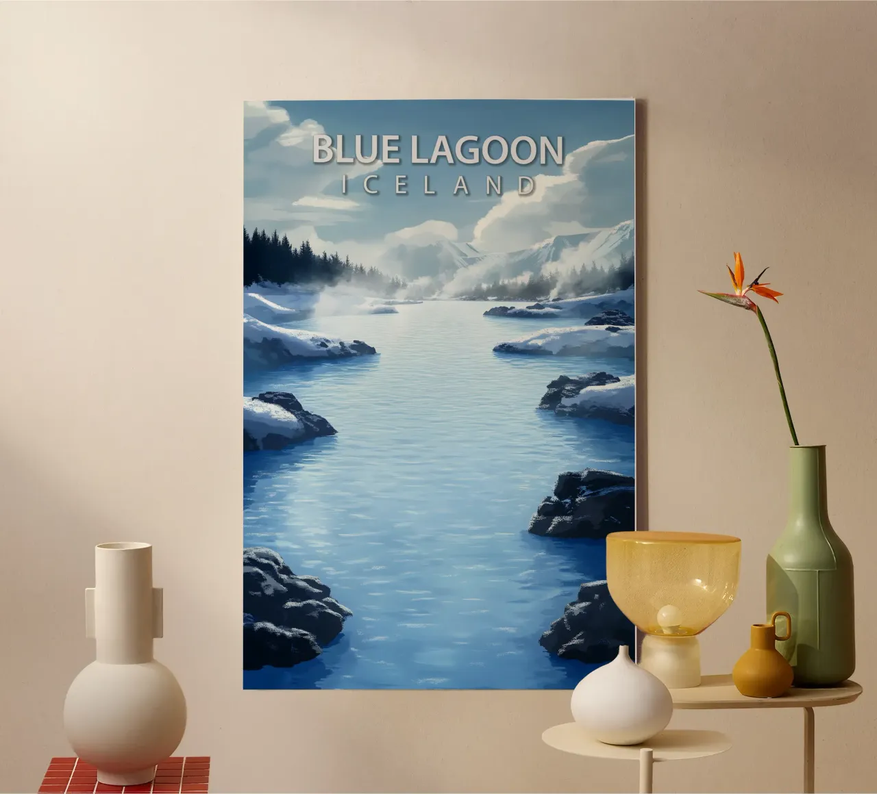 Blaue Lagune, Island Leinwand mit Schattenfugenrahmen von Wanderlust Vibes