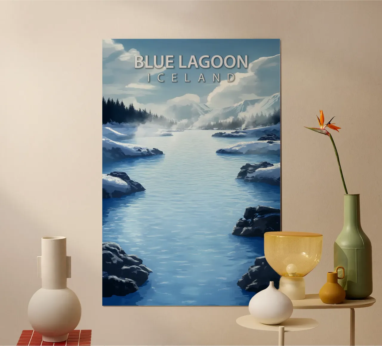 Blaue Lagune, Island Poster mit Kunststoffrahmen von Wanderlust Vibes