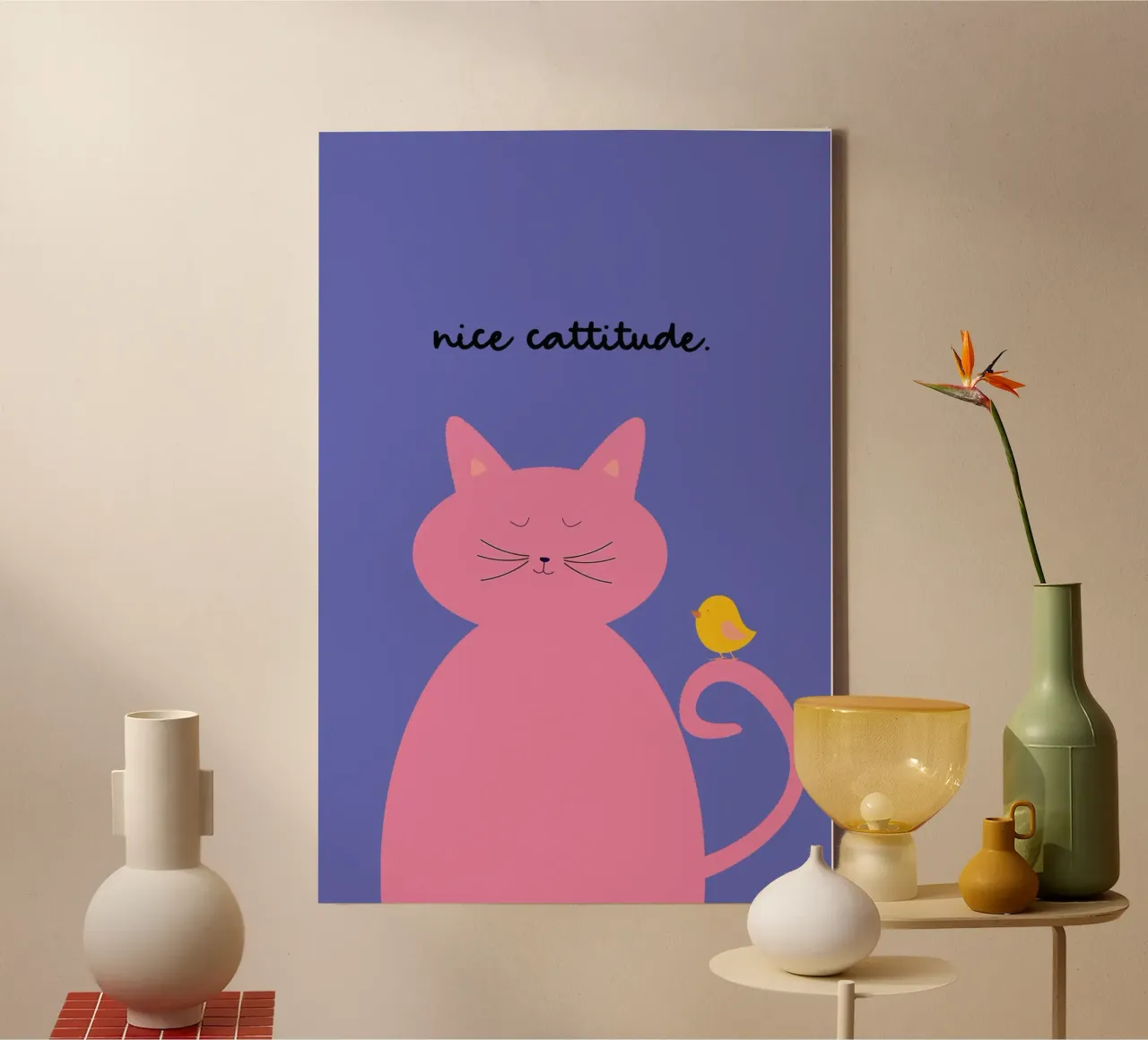 Nice Cattitude tela con Cornice a cassetta da maramirage