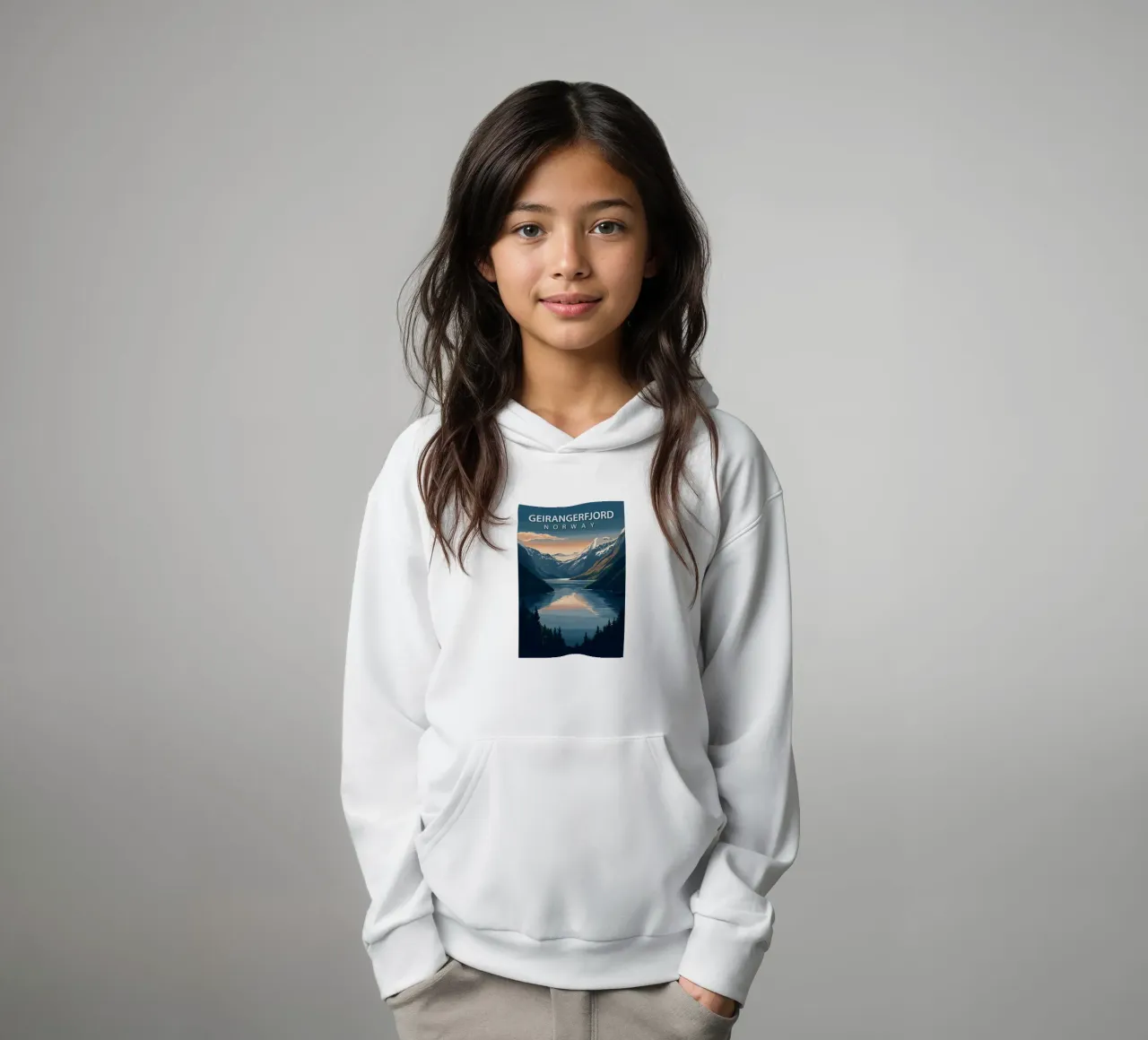 Geirangerfjord, Norvegia felpa bambino con cappuccio da Wanderlust Vibes