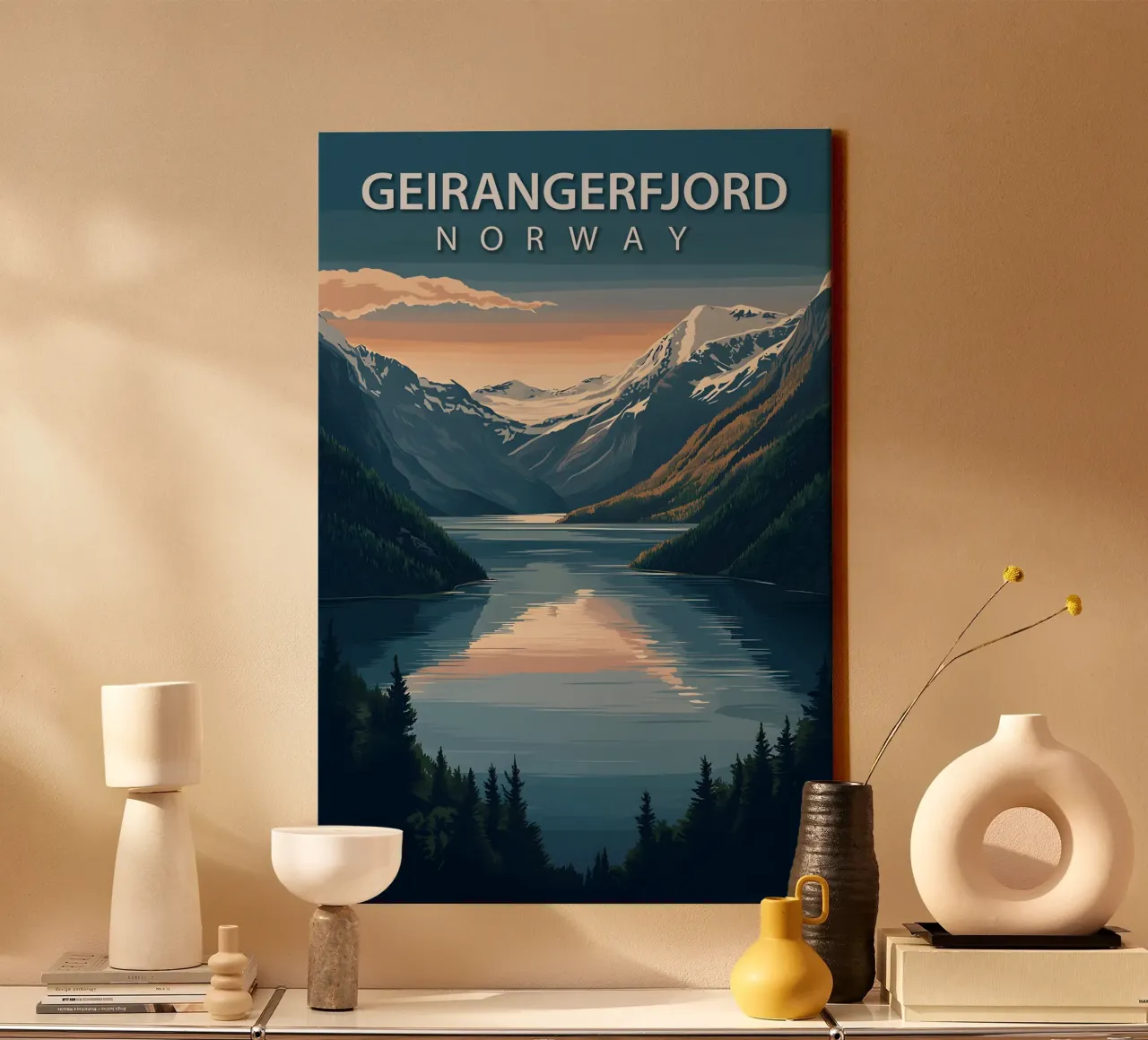Geirangerfjord, Norway canvas with Floater frame by Wanderlust Vibes