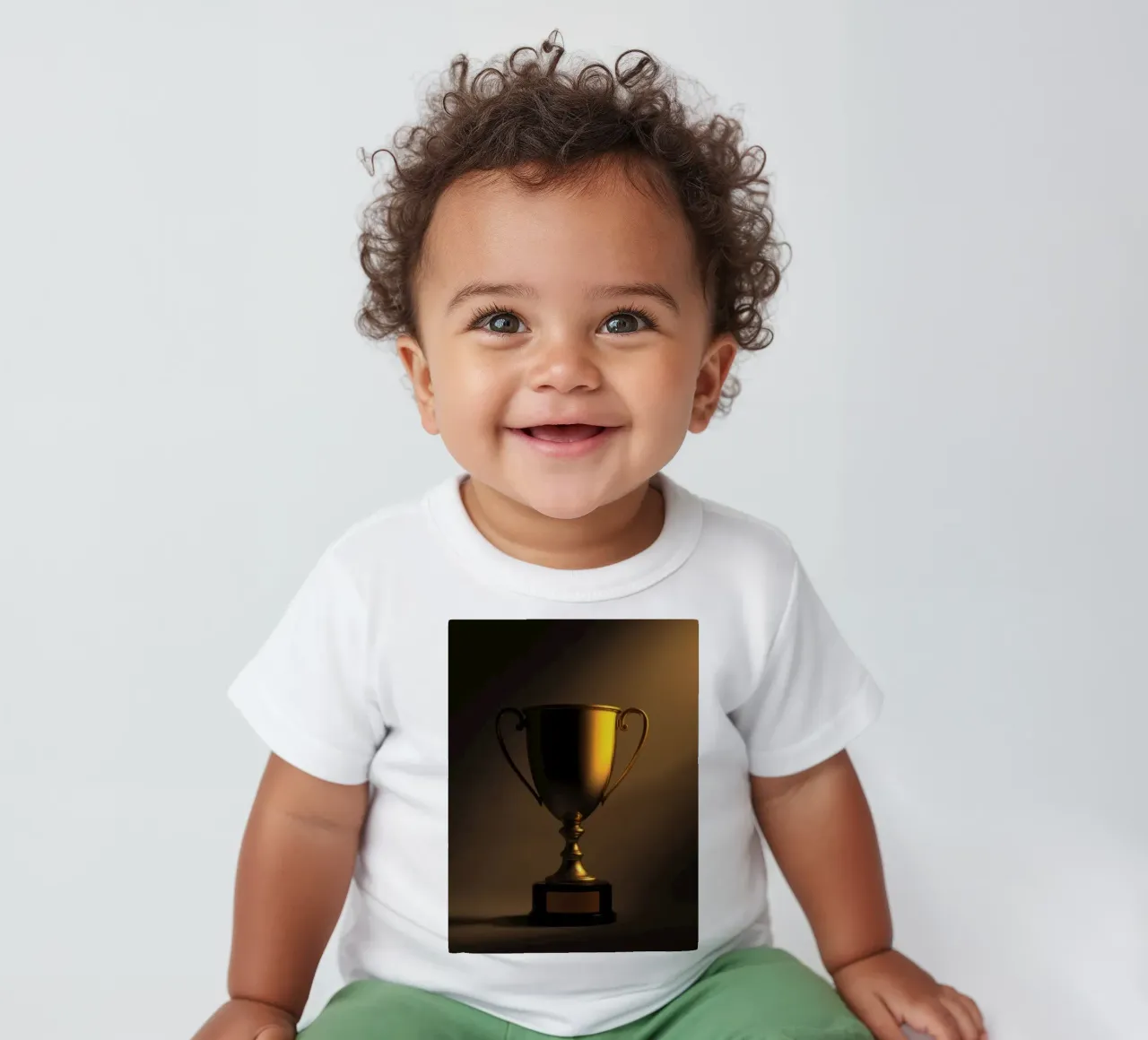 Il trofeo d'oro illuminato con luce soffusa mette in mostra i risultati ottenuti maglietta neonato da DesignDoodle