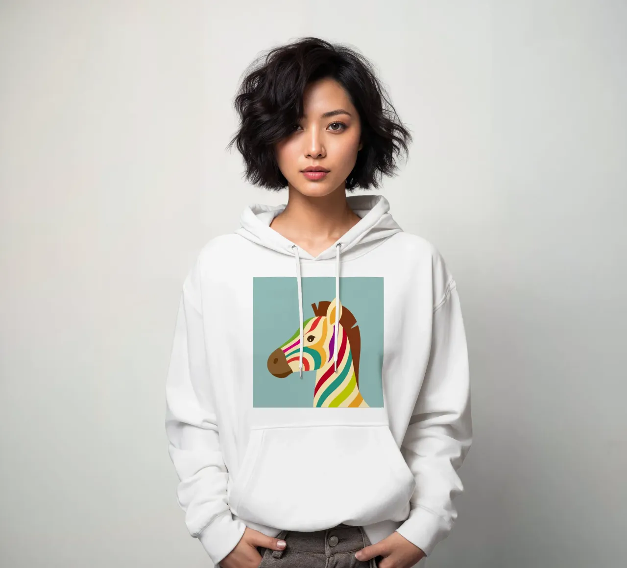 Zebra colorata - Look unico a strisce felpa con cappuccio da namosh