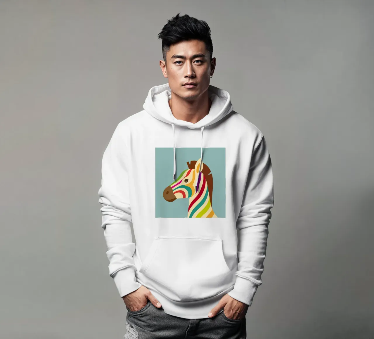 Zebra colorata - Look unico a strisce felpa con cappuccio da namosh