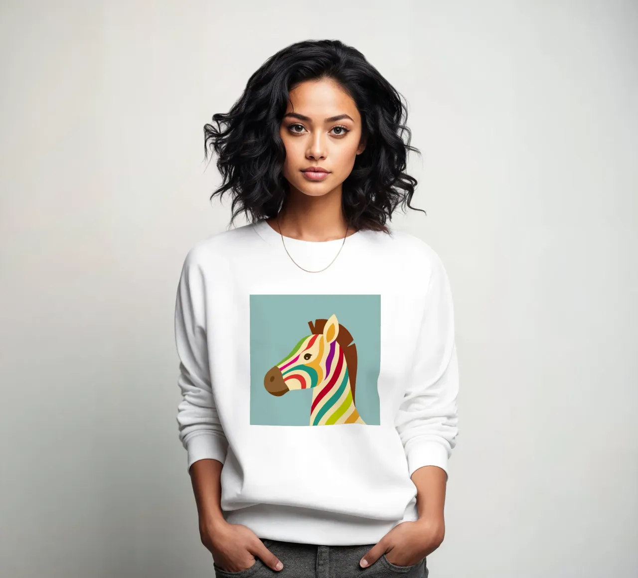 Colourful zebra - Unique striped look sweatshirt by namosh