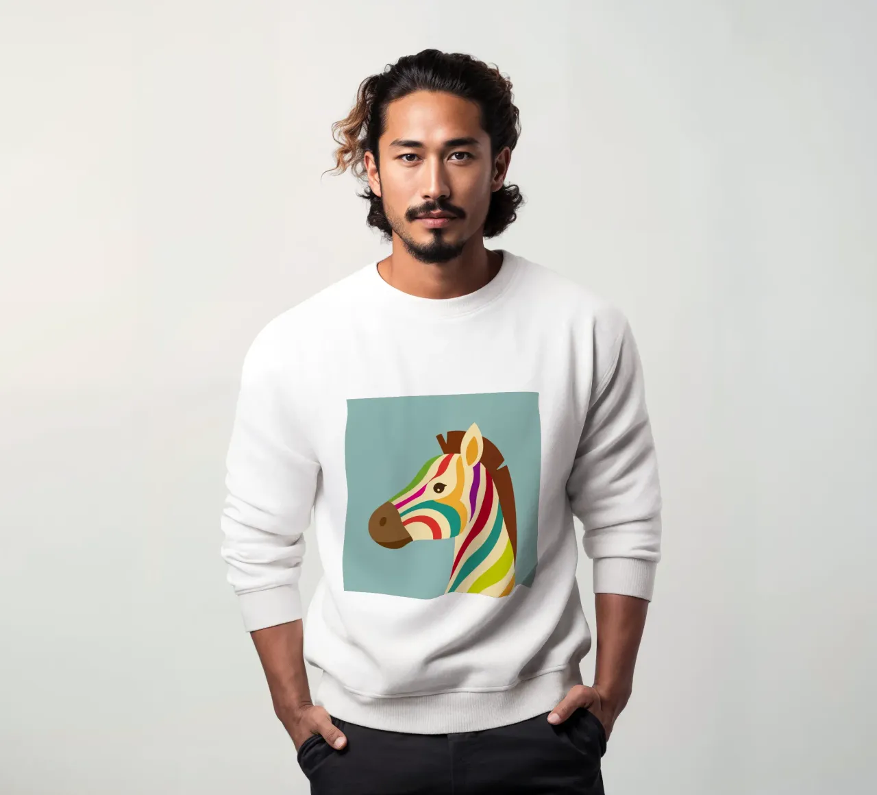 Kleurrijke zebra - Unieke gestreepte look sweatshirt van namosh