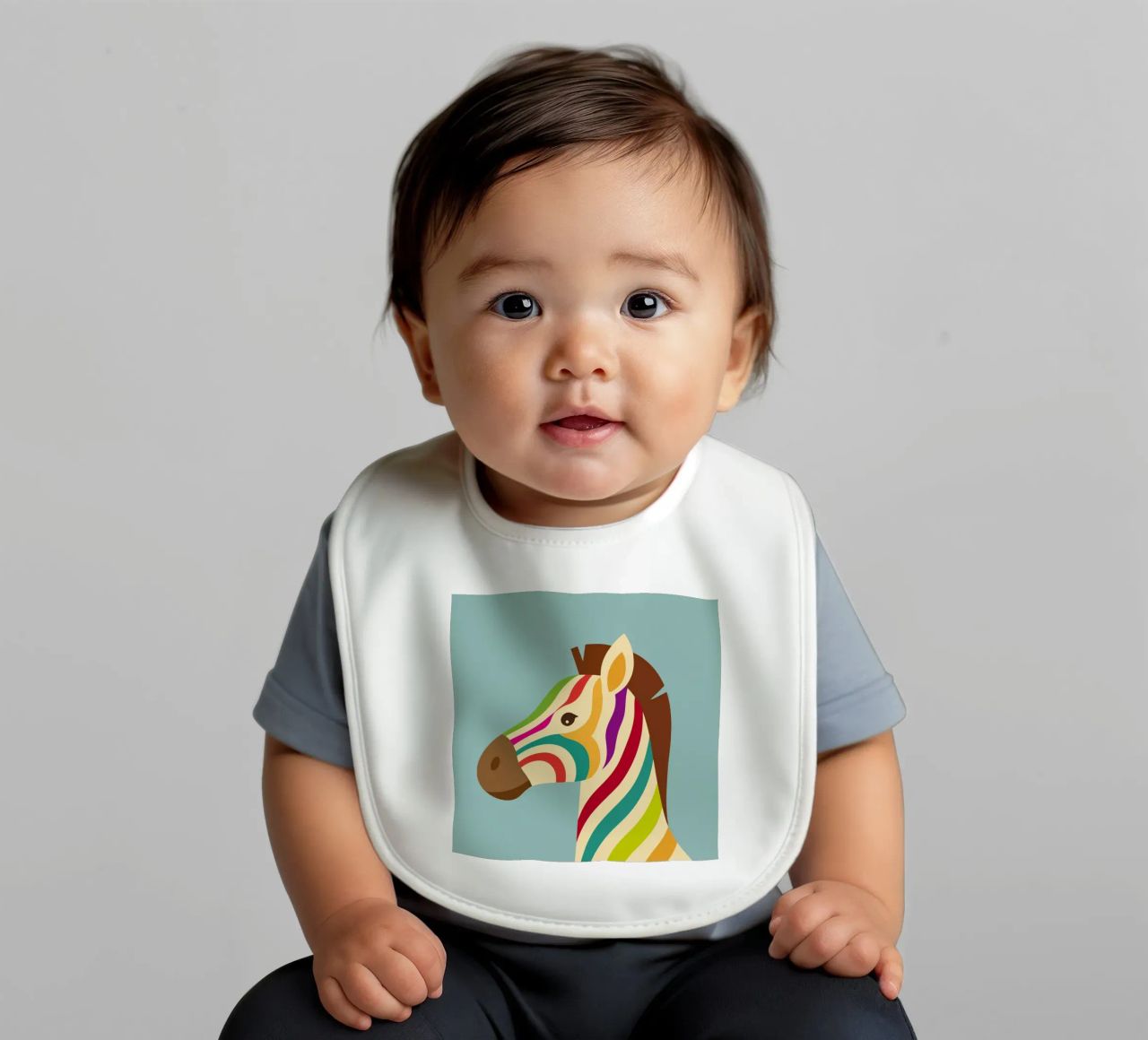 Zebra colorata - Look unico a strisce bavaglino da namosh