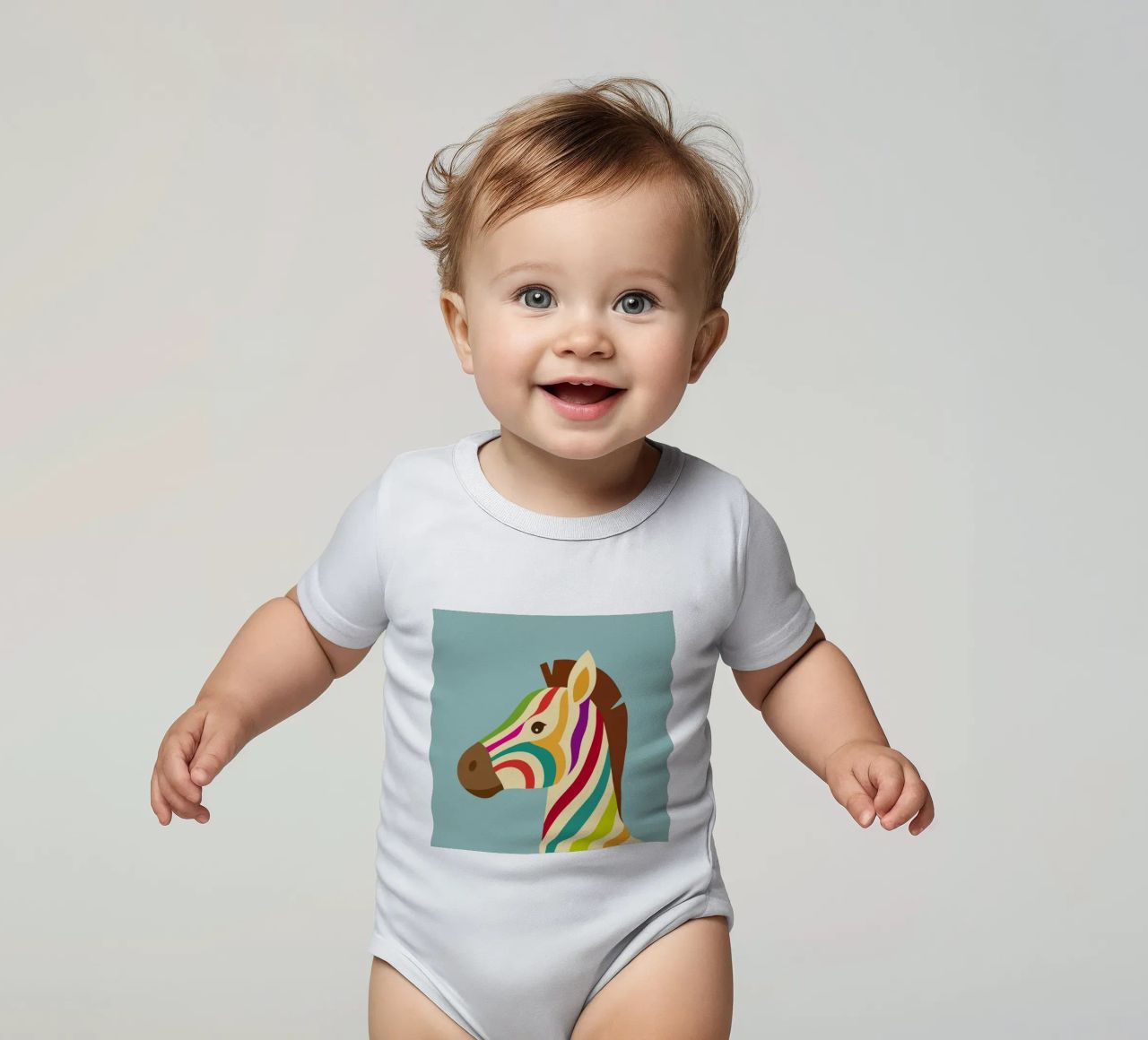 Zebra colorata - Look unico a strisce body neonato maniche corte da namosh