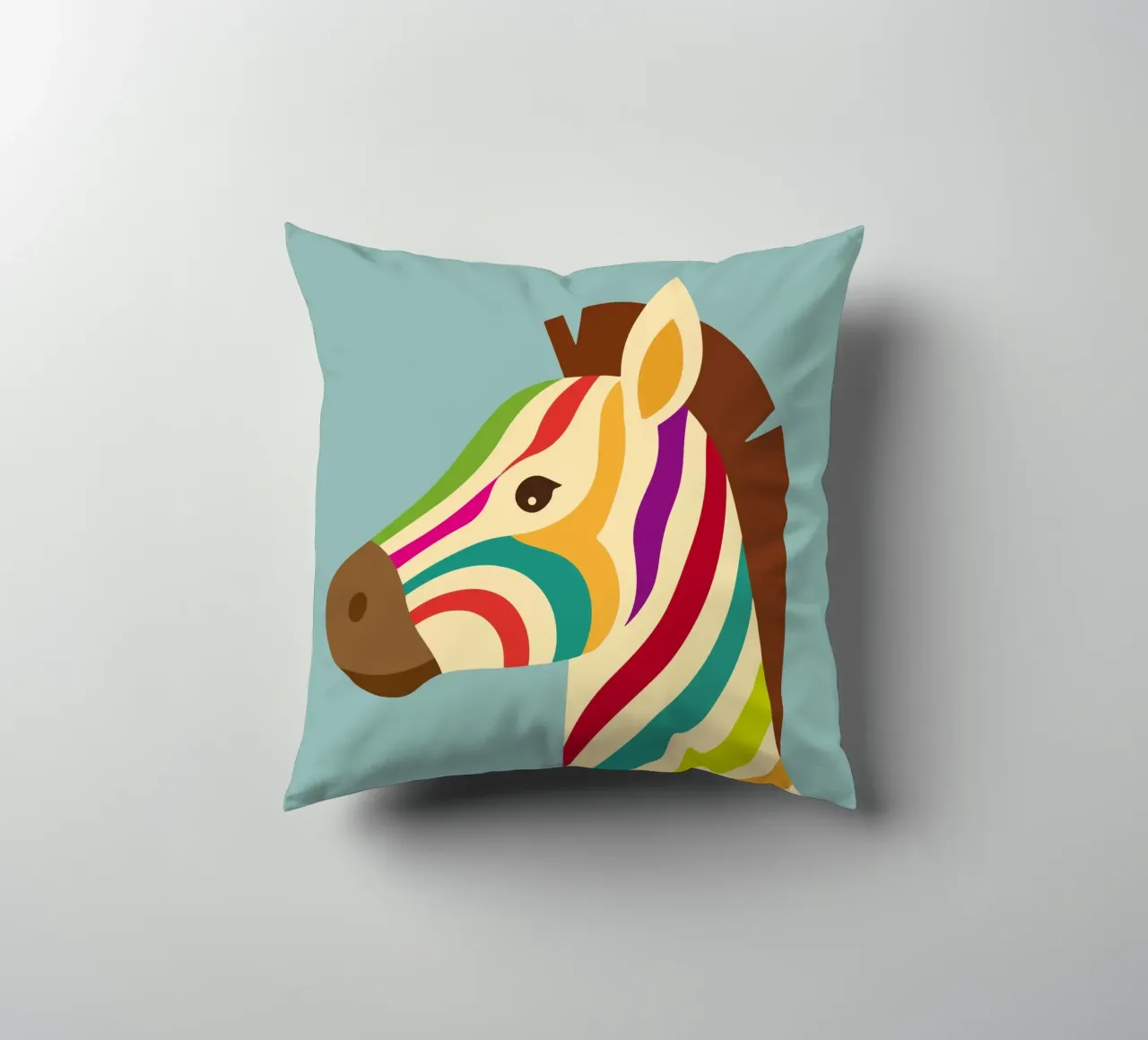 Kleurrijke zebra - Unieke gestreepte look kussen van namosh