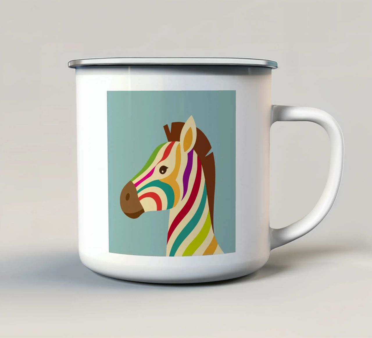 Zebra colorata - Look unico a strisce tazza in smalto da namosh