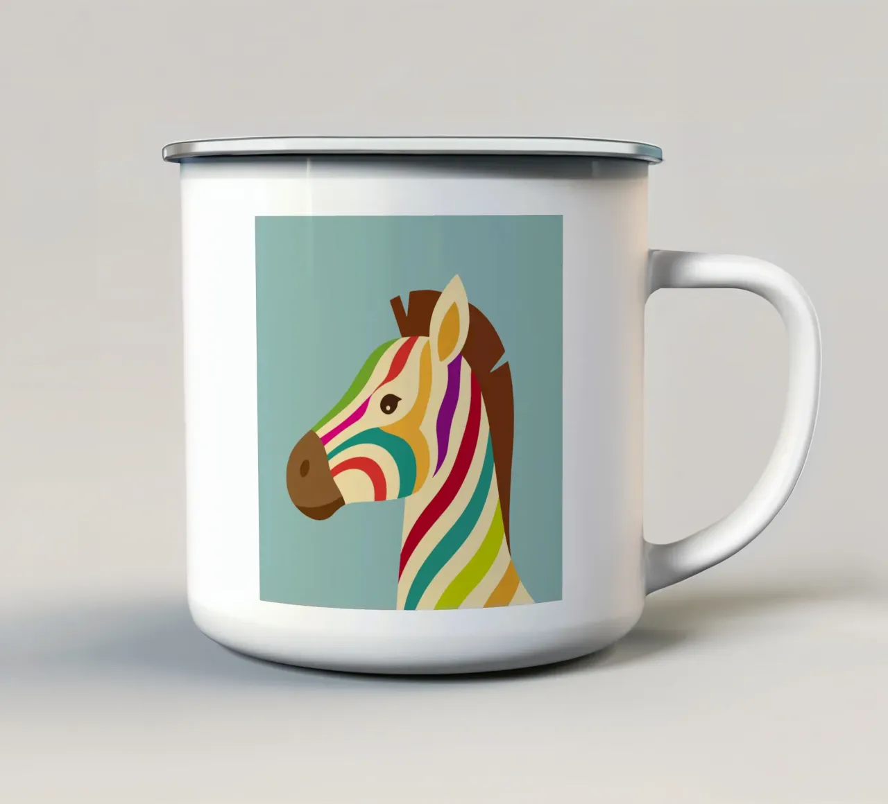 Farbenfrohes Zebra – Einzigartiger Streifenlook Emaille Tasse von namosh