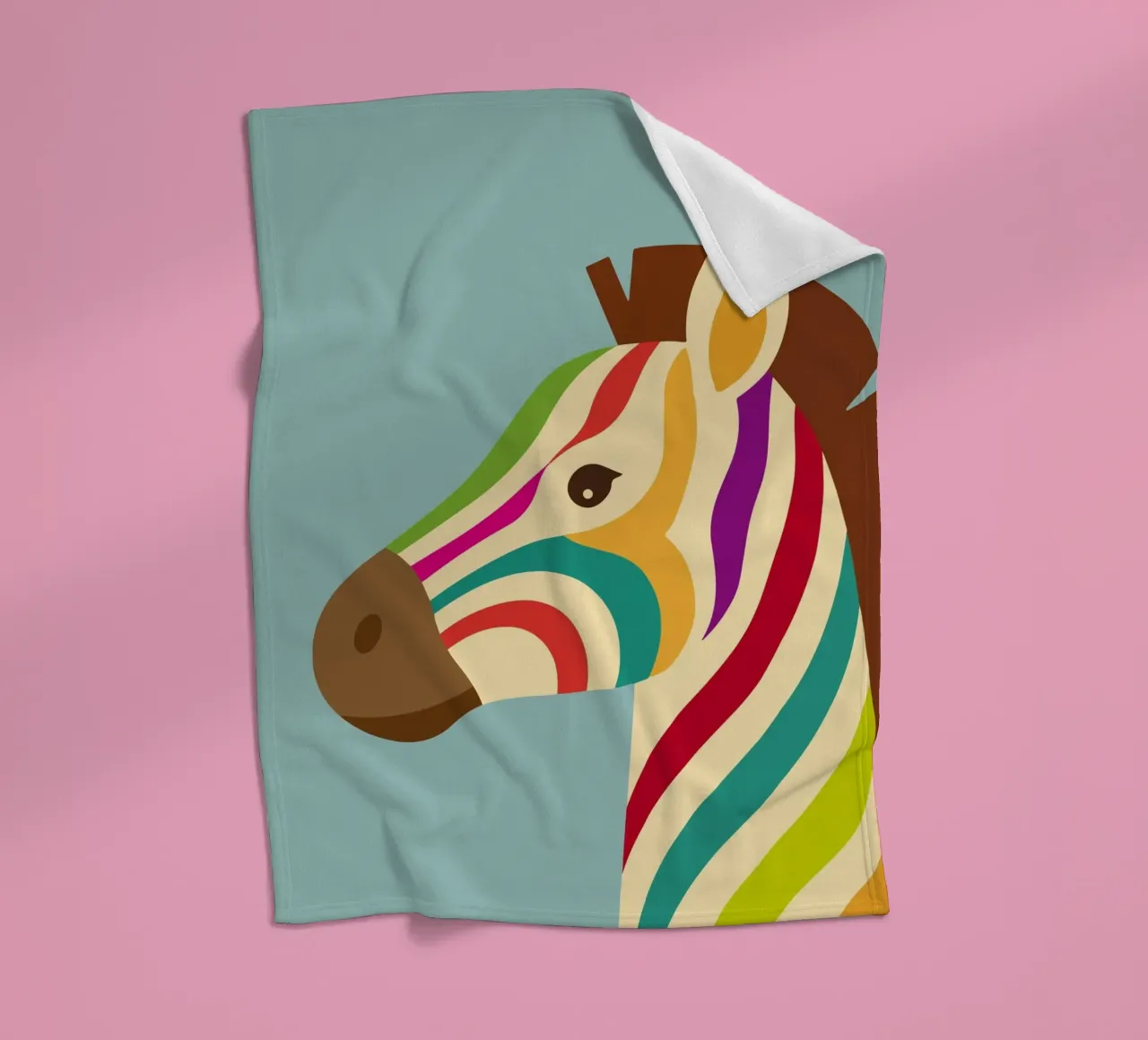 Colourful zebra - Unique striped look fleece blanket by namosh