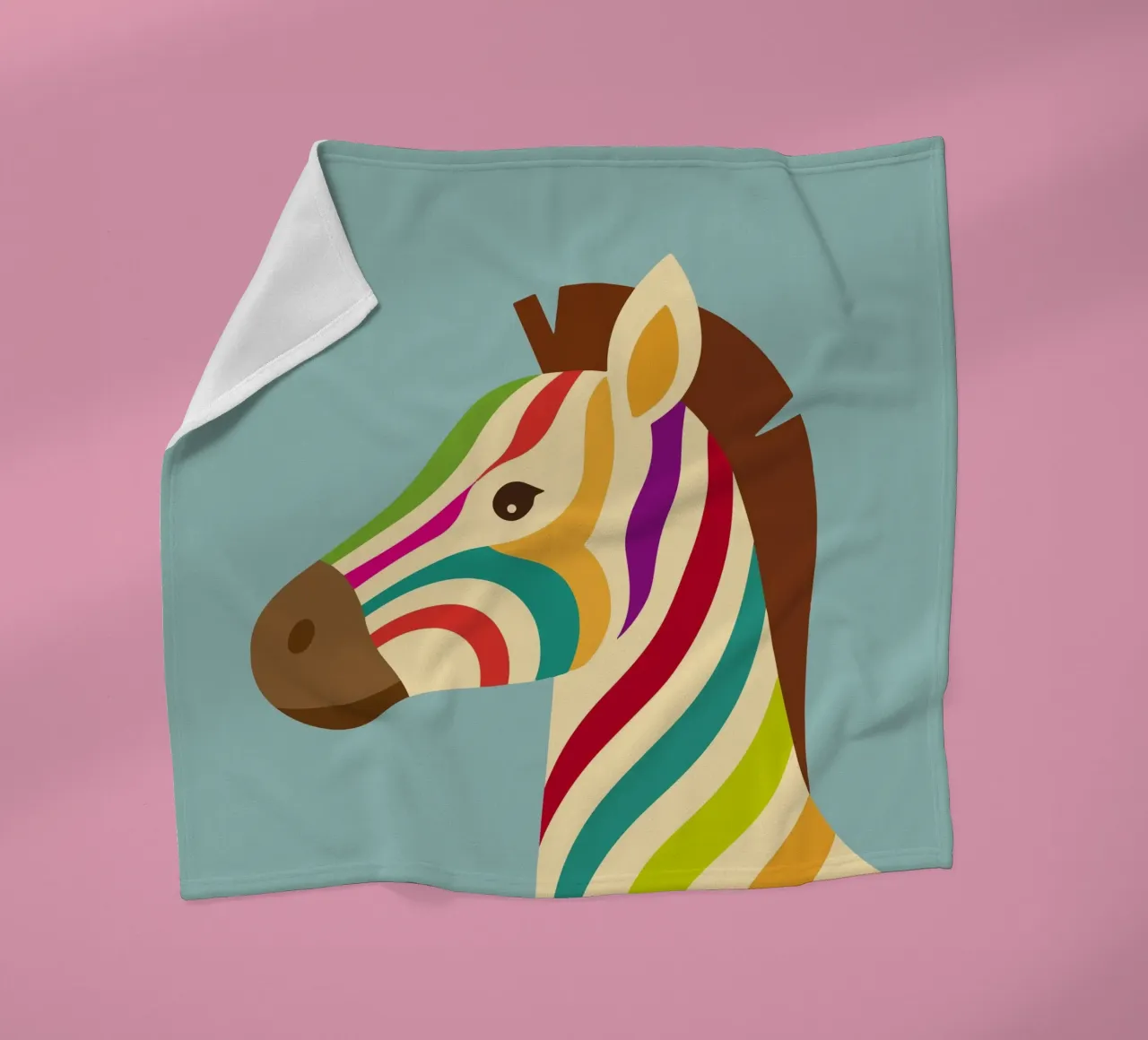 Colourful zebra - Unique striped look fleece blanket by namosh