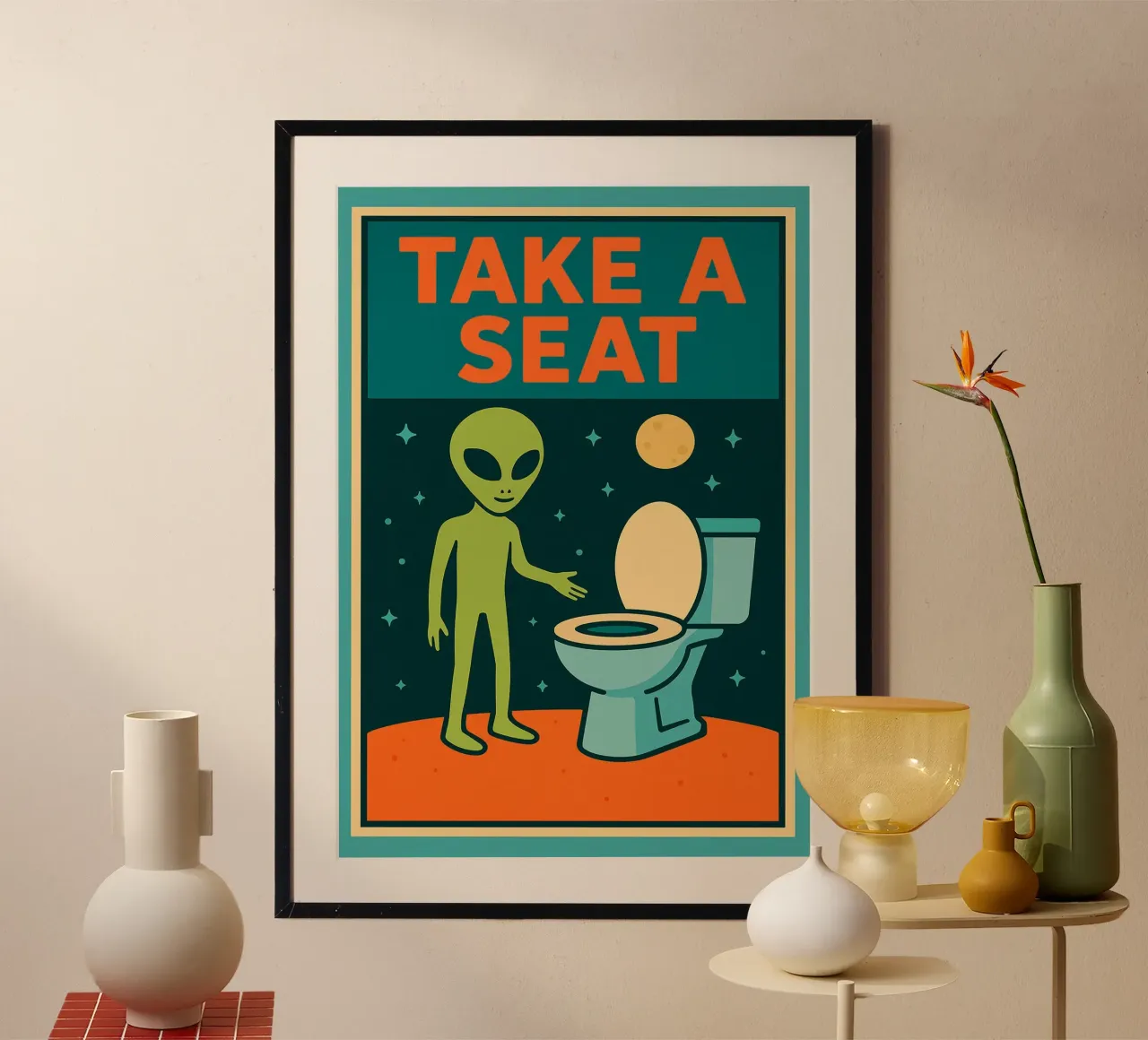 Sedersi Alien Umorismo divertente sulla toilette poster da the gan gan