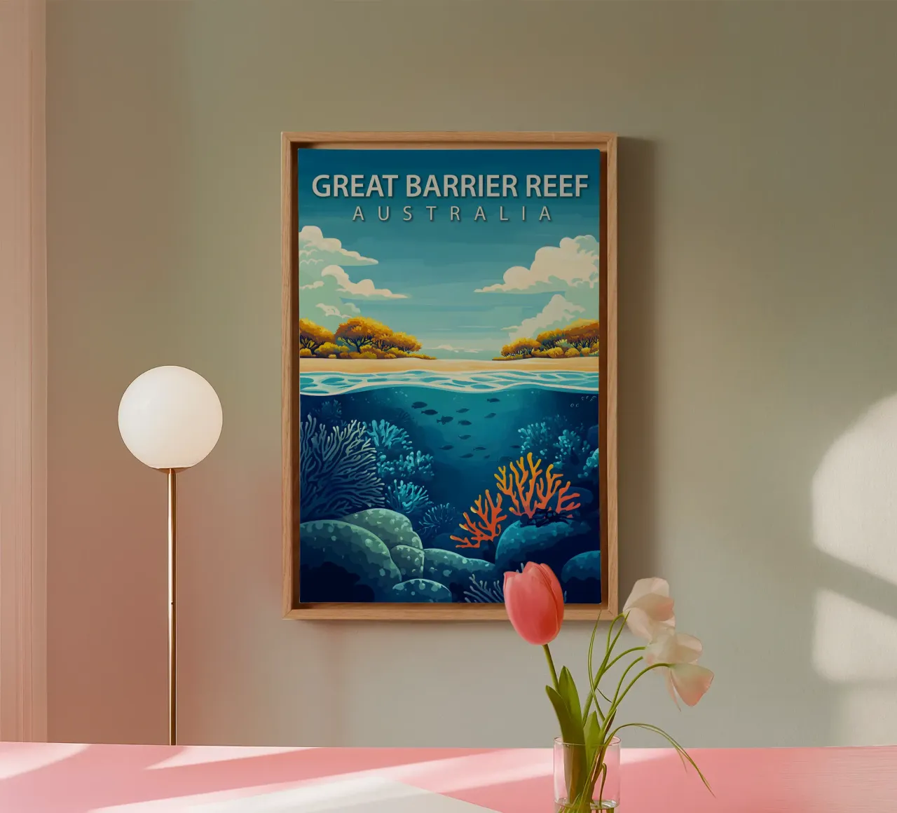 Groot Barrièrerif, Australië canvas met Baklijst van Wanderlust Vibes