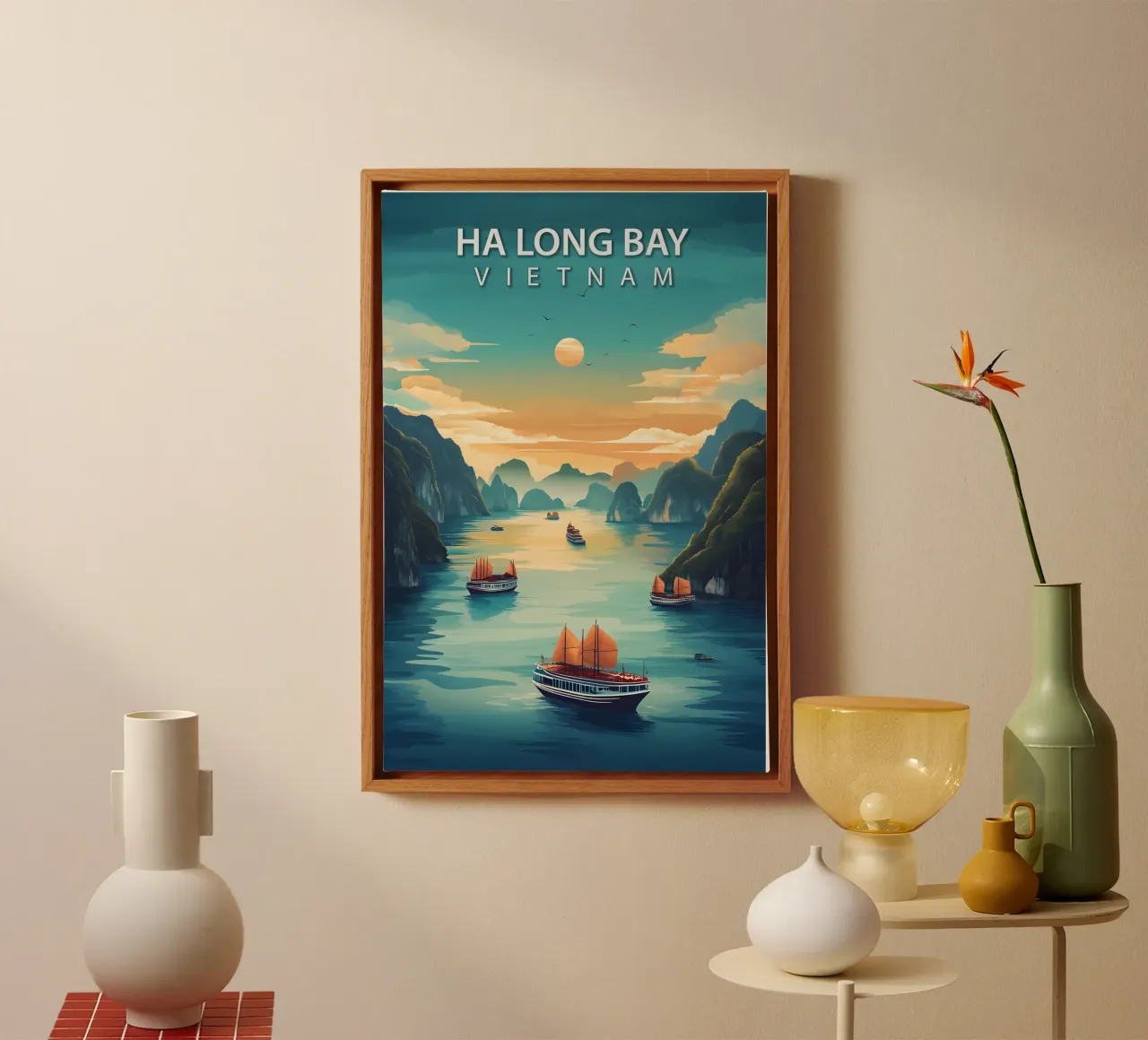 Baia di Ha Long, Vietnam tela con Cornice a cassetta da Wanderlust Vibes