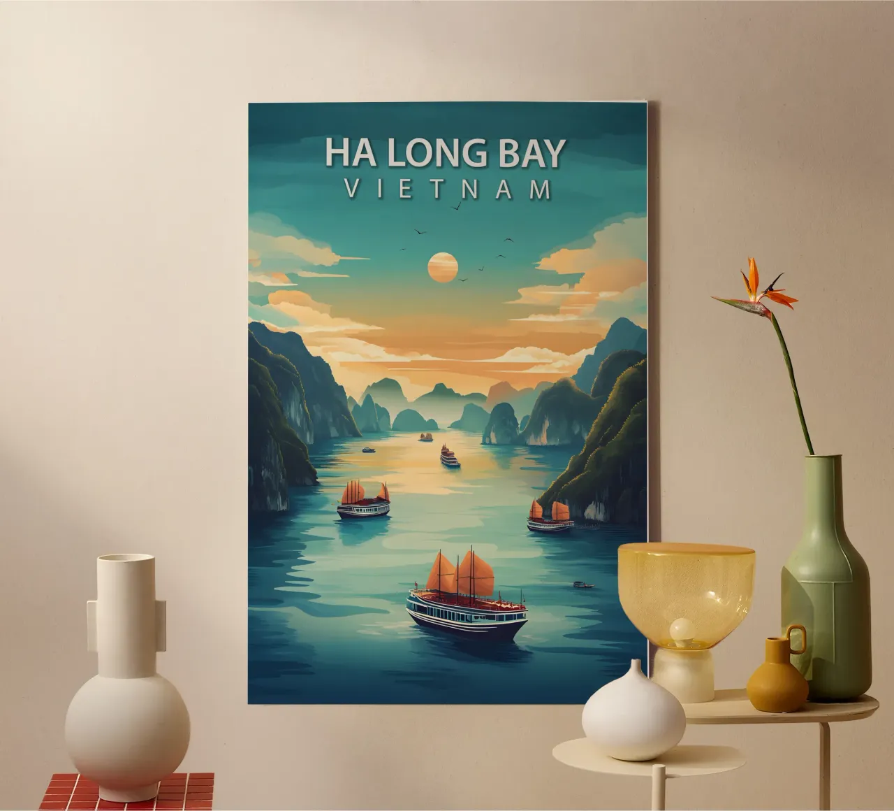 Baia di Ha Long, Vietnam tela con Cornice a cassetta da Wanderlust Vibes