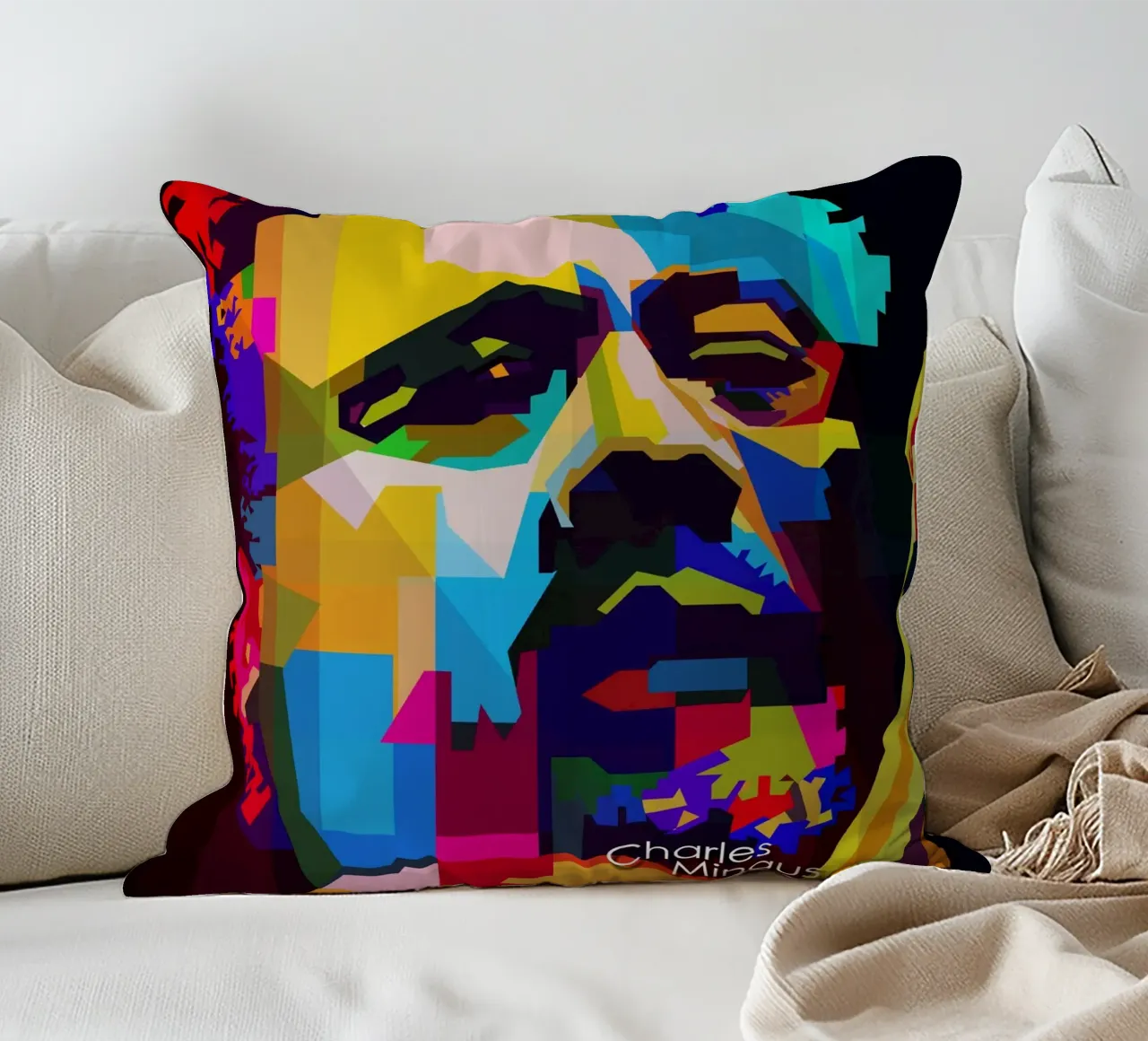 Charles Mingus Jazz Compositore Musicista WPAP Trending Now cuscino da Artkreator