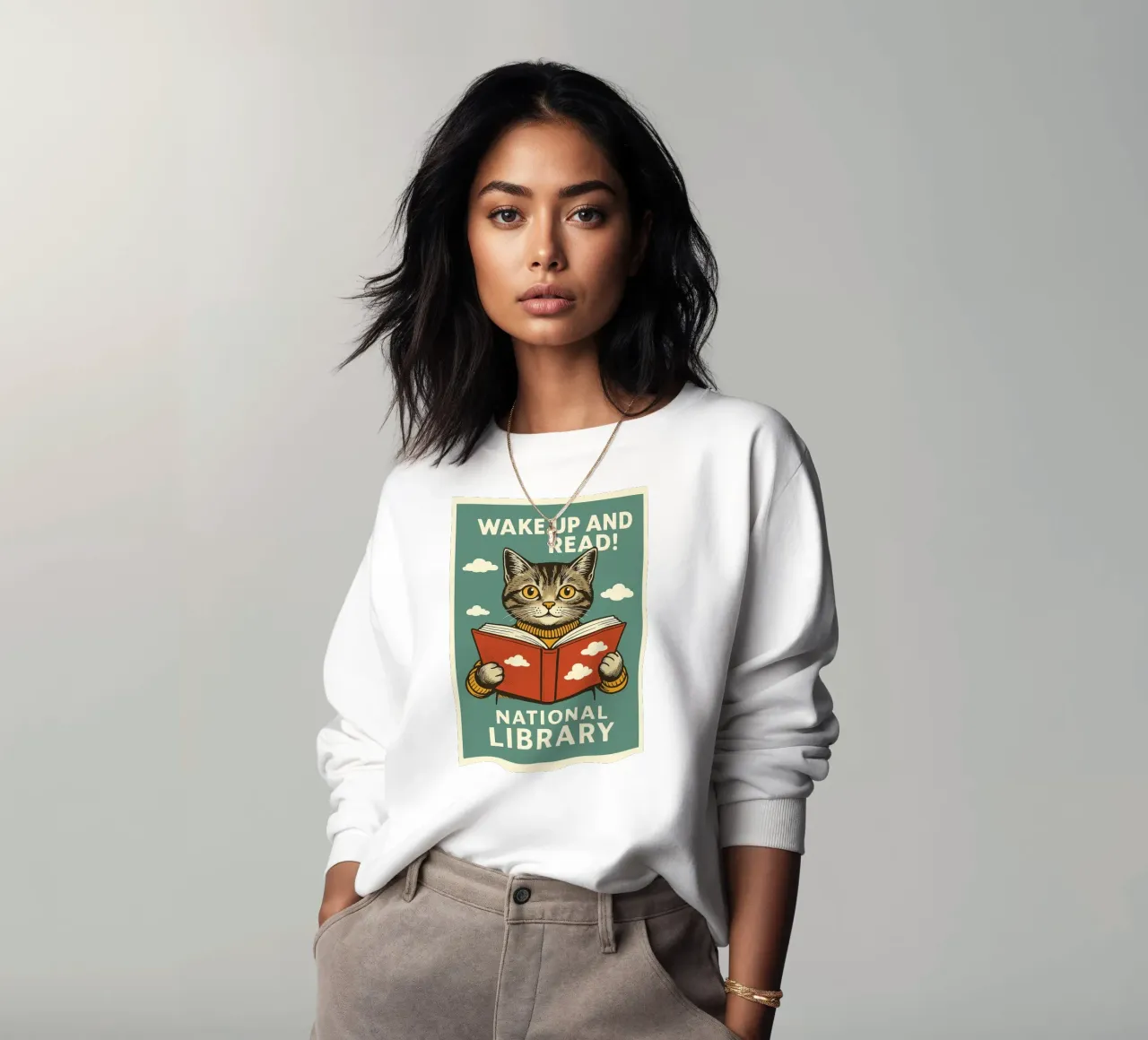 wake up and read Cat Funny sweatshirt by the gan gan