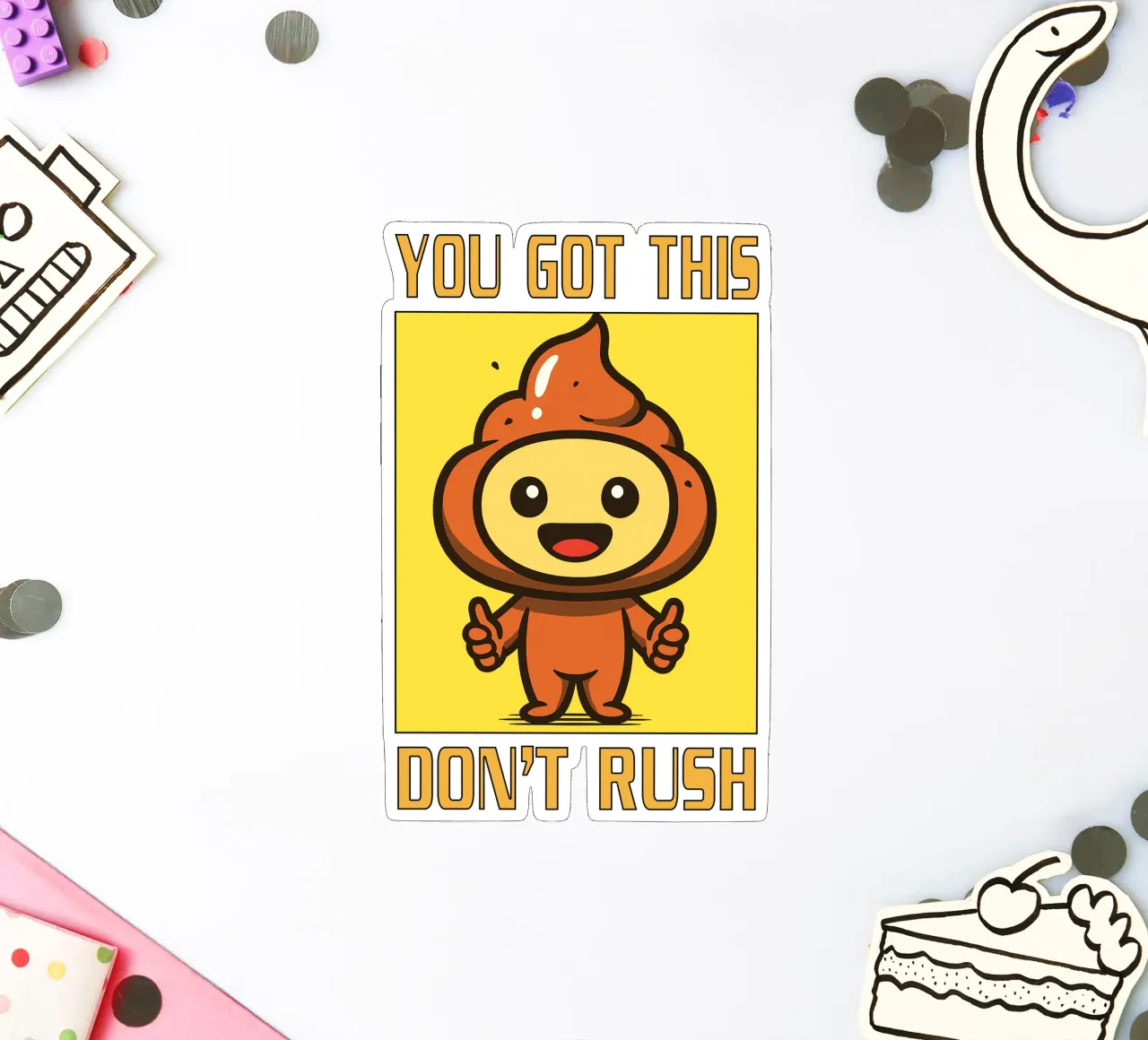 Je hebt dit niet overhaast toilethumor sticker van the gan gan