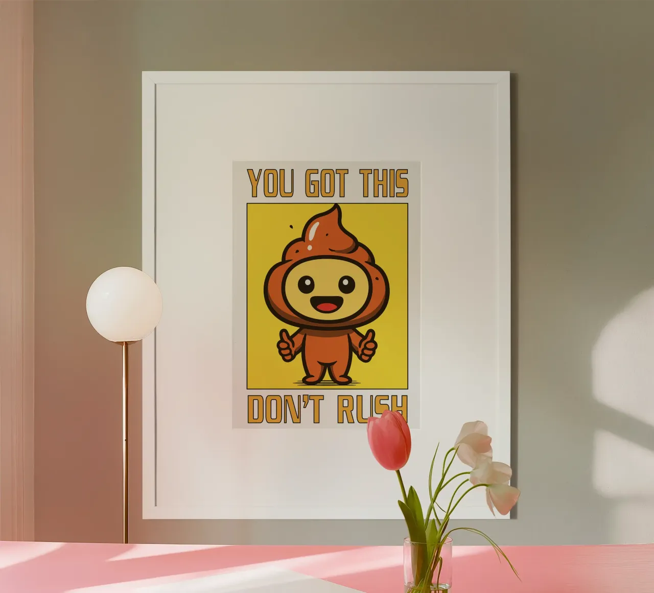 Hai capito, non avere fretta Umorismo da toilette poster con telaio in legno da the gan gan