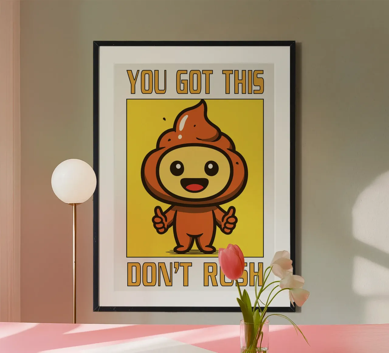 Hai capito, non avere fretta Umorismo da toilette poster con telaio in legno da the gan gan