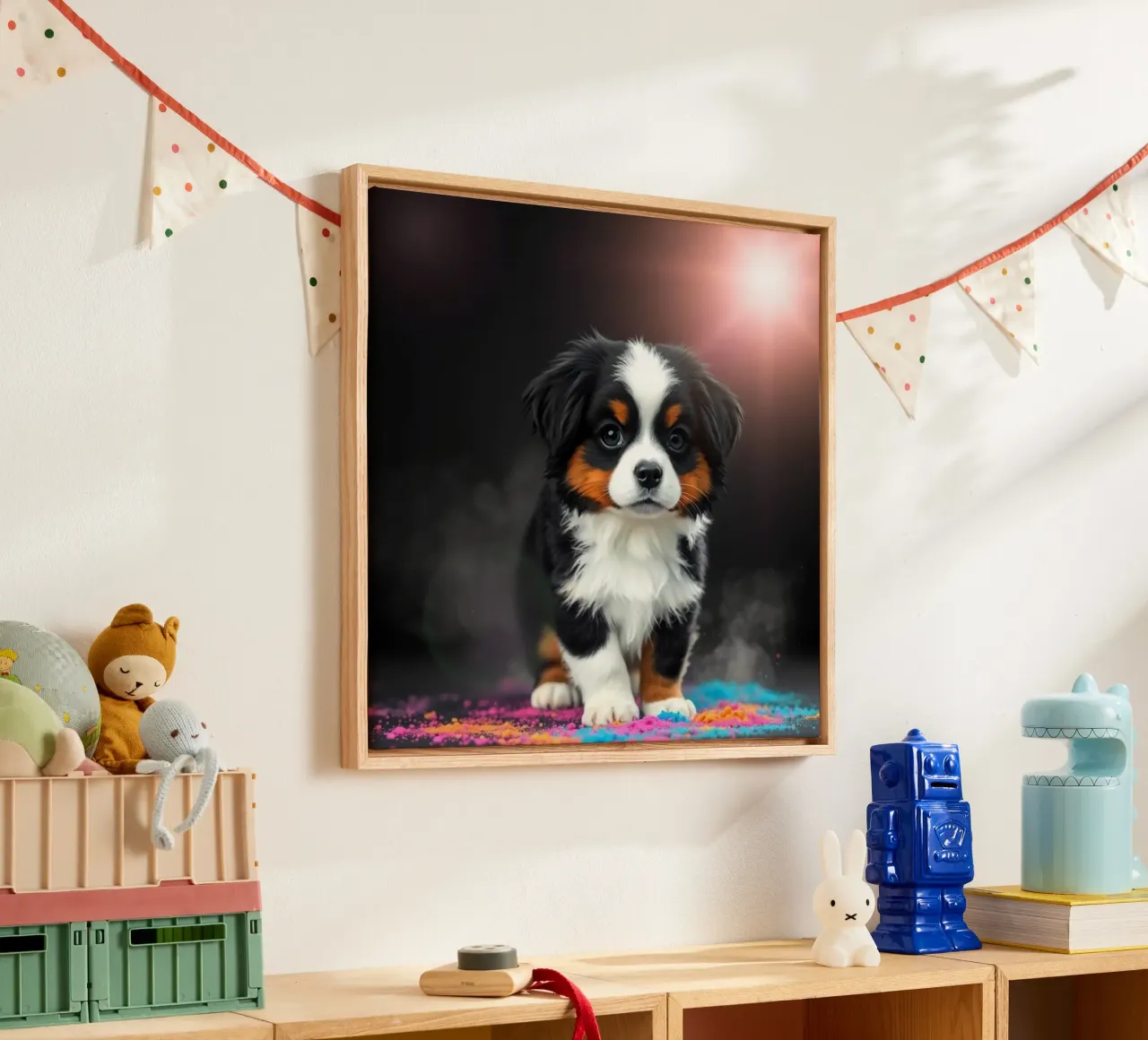 The colorful Bernese Mountain Dog #11 canvas by Yumis.Beargang.and.Me