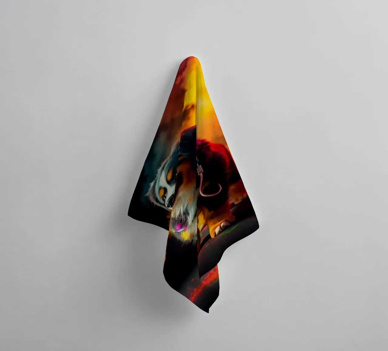 The colorful Bernese Mountain Dog #12 towel by Yumis.Beargang.and.Me