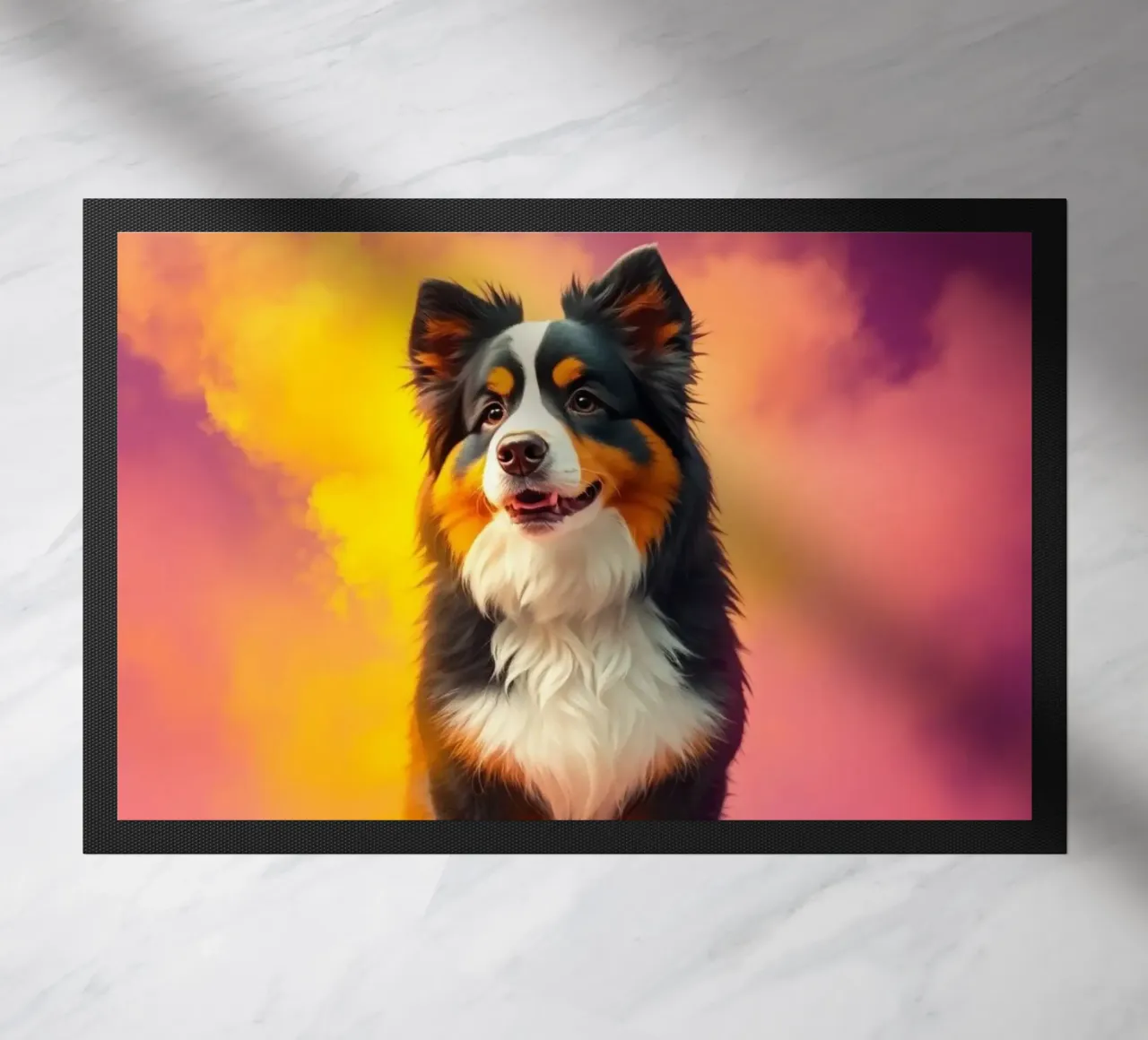 De kleurrijke Berner Sennenhond #13 deurmat van Yumis.Beargang.and.Me
