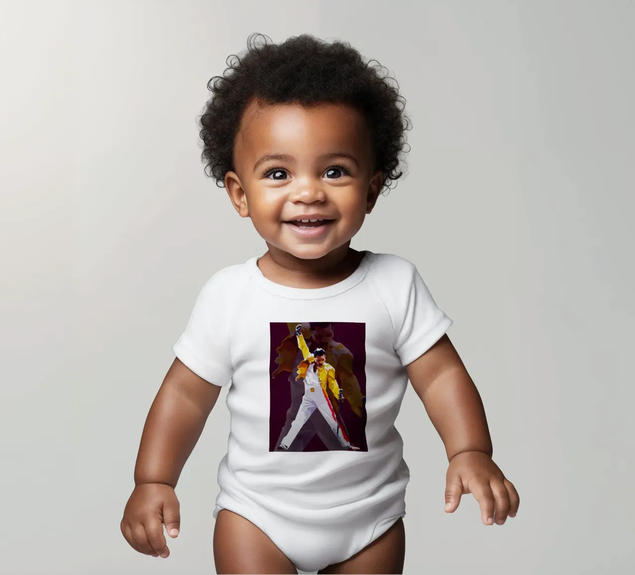 Icona rock Freddie Mercury di tendenza ora body neonato maniche corte da Artkreator