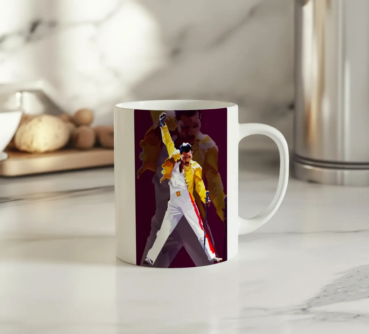 Icona rock Freddie Mercury di tendenza ora tazza in ceramica da Artkreator