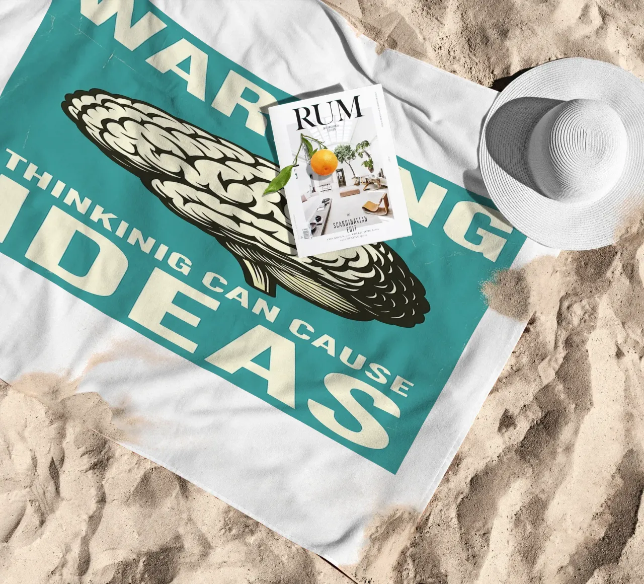 Brain Motivation Warning Thinking Can Cause Ideas beach towel by the gan gan