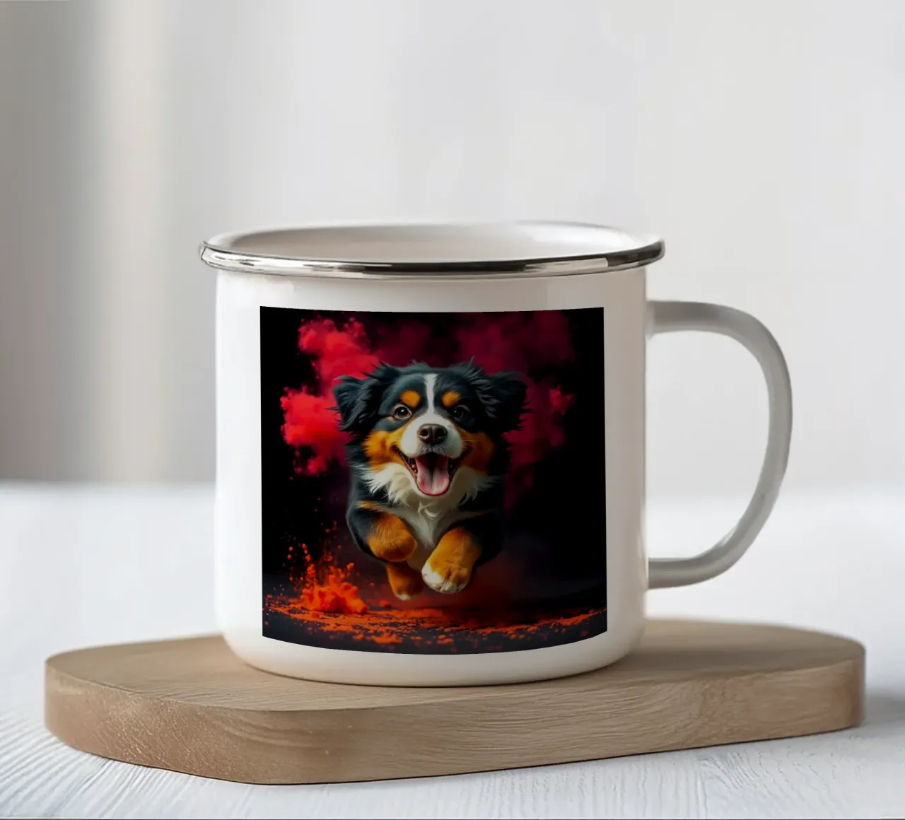 The colorful Bernese Mountain Dog #16 enamel mug by Yumis.Beargang.and.Me