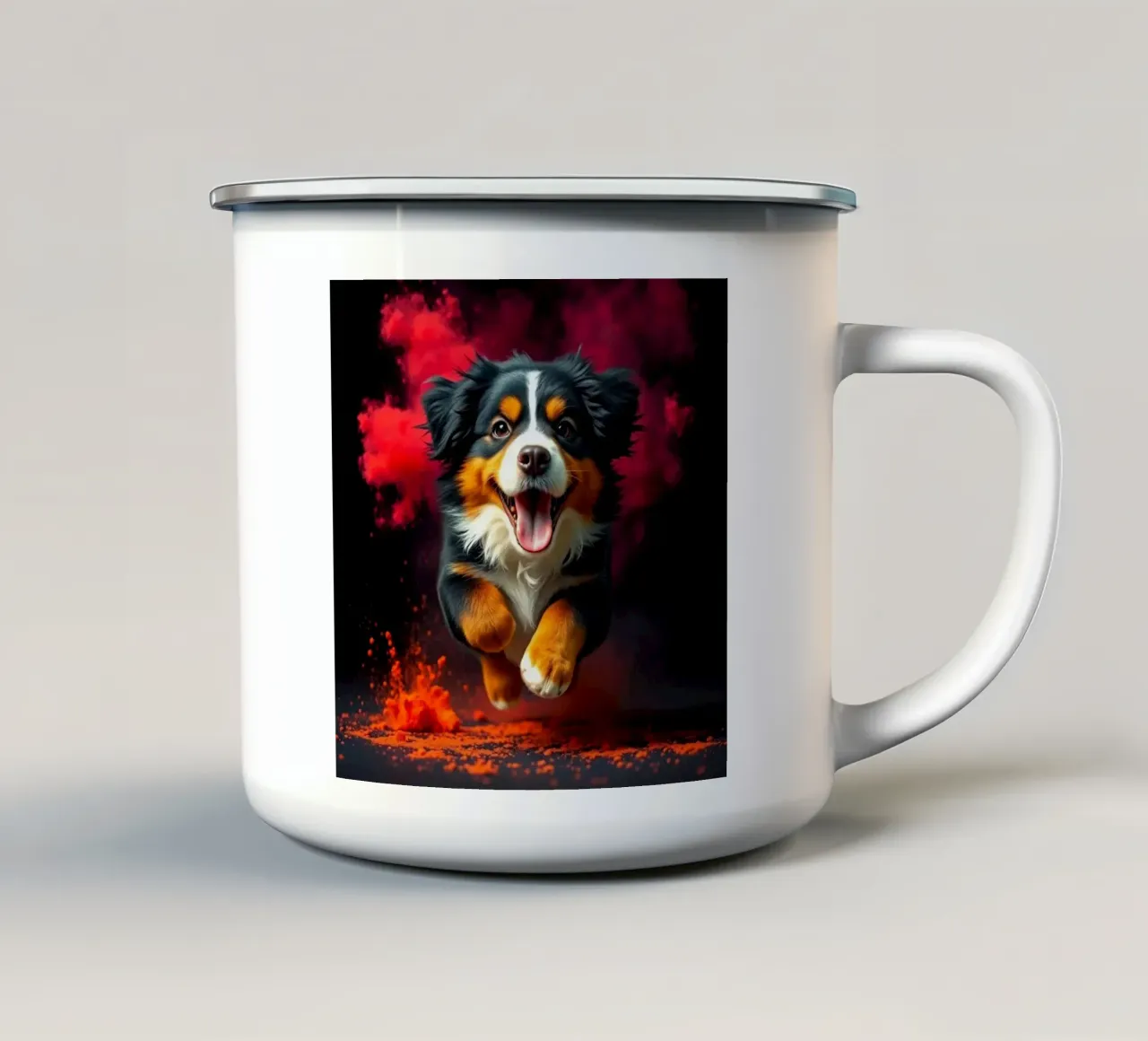 The colorful Bernese Mountain Dog #16 enamel mug by Yumis.Beargang.and.Me