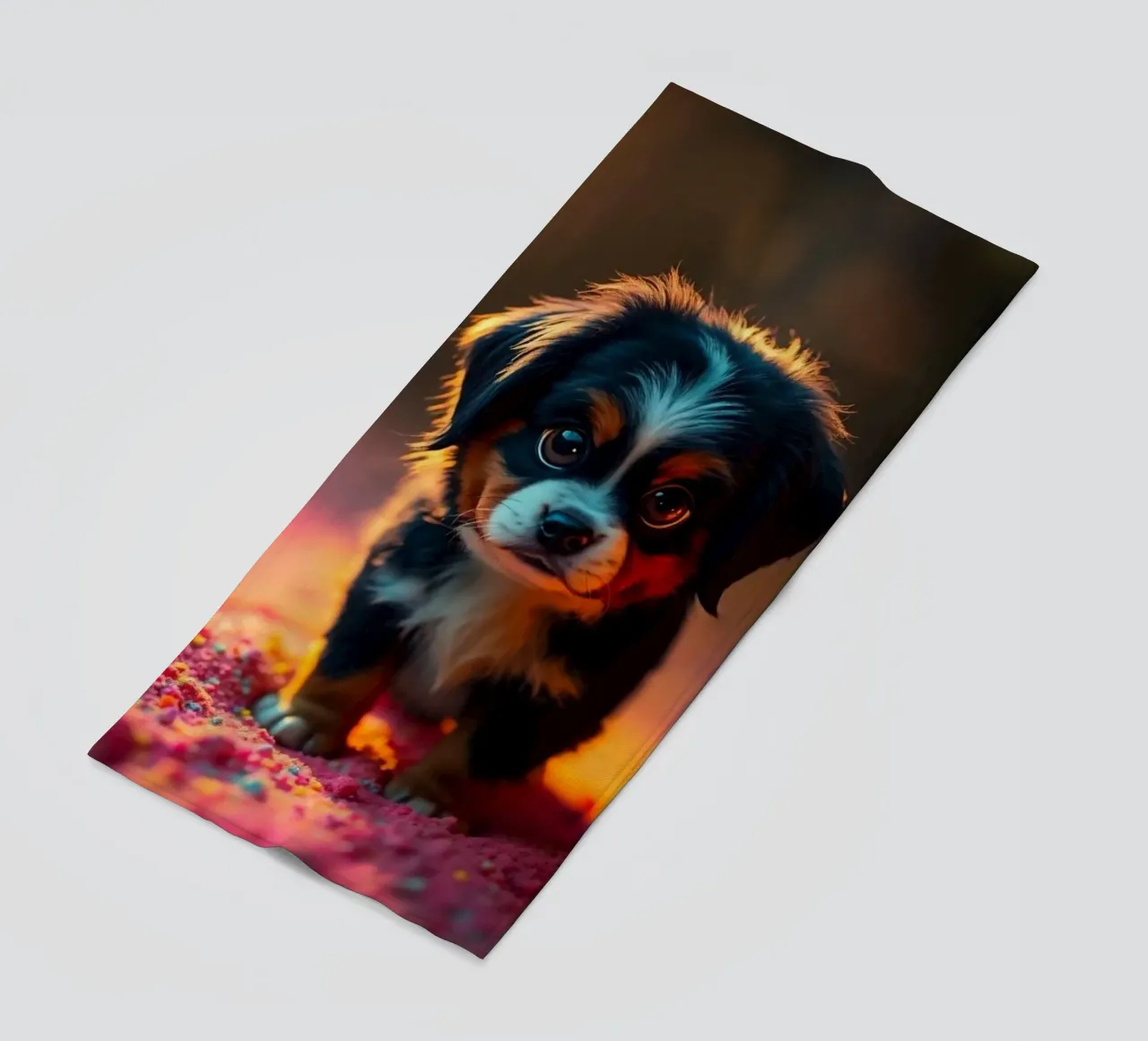 The colorful Bernese Mountain Dog #18 beach towel by Yumis.Beargang.and.Me