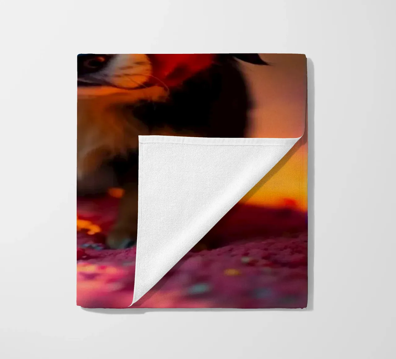 The colorful Bernese Mountain Dog #18 beach towel by Yumis.Beargang.and.Me