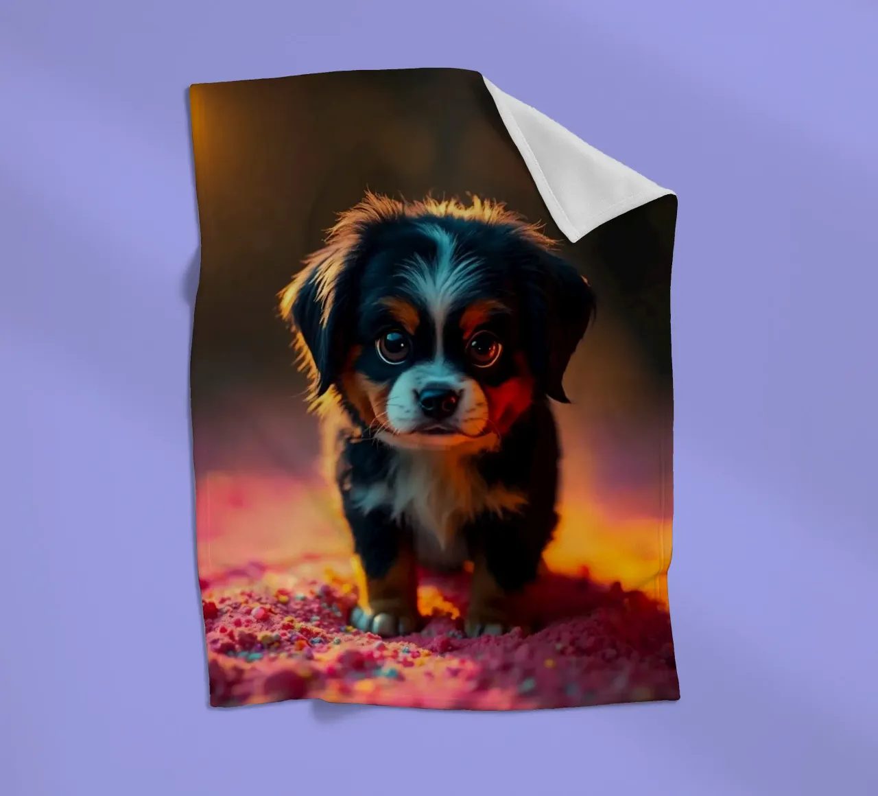 The colorful Bernese Mountain Dog #18 fleece blanket by Yumis.Beargang.and.Me