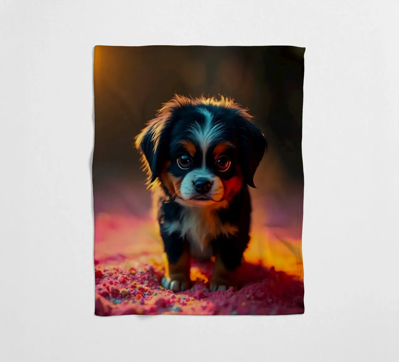 The colorful Bernese Mountain Dog #18 fleece blanket by Yumis.Beargang.and.Me