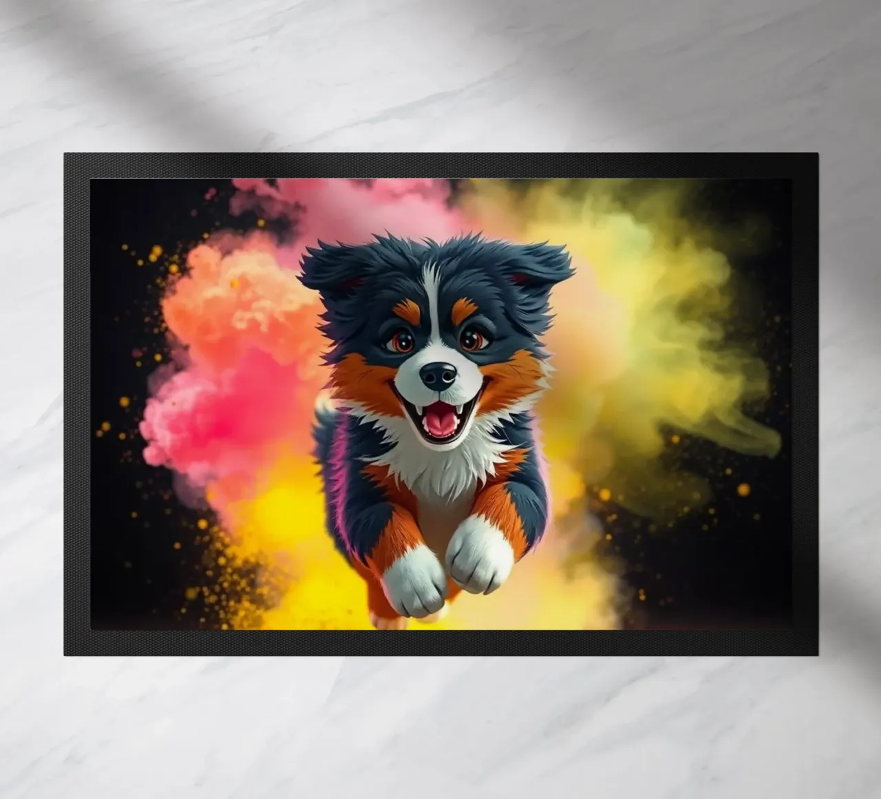 The colorful Bernese Mountain Dog #19 doormat by Yumis.Beargang.and.Me