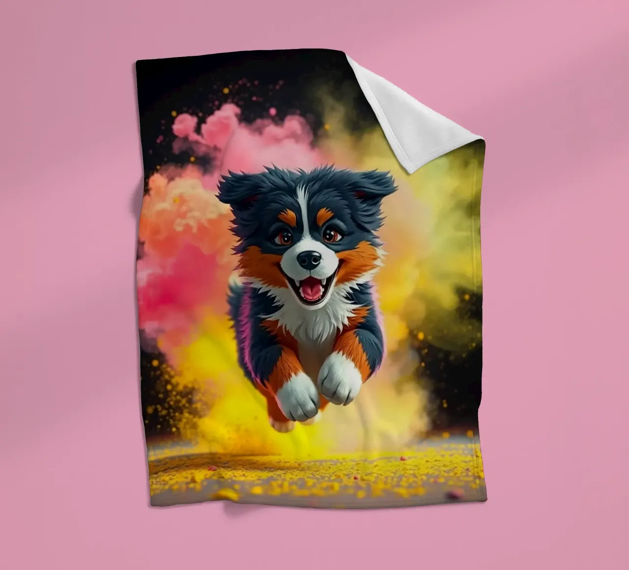 The colorful Bernese Mountain Dog #19 fleece blanket by Yumis.Beargang.and.Me